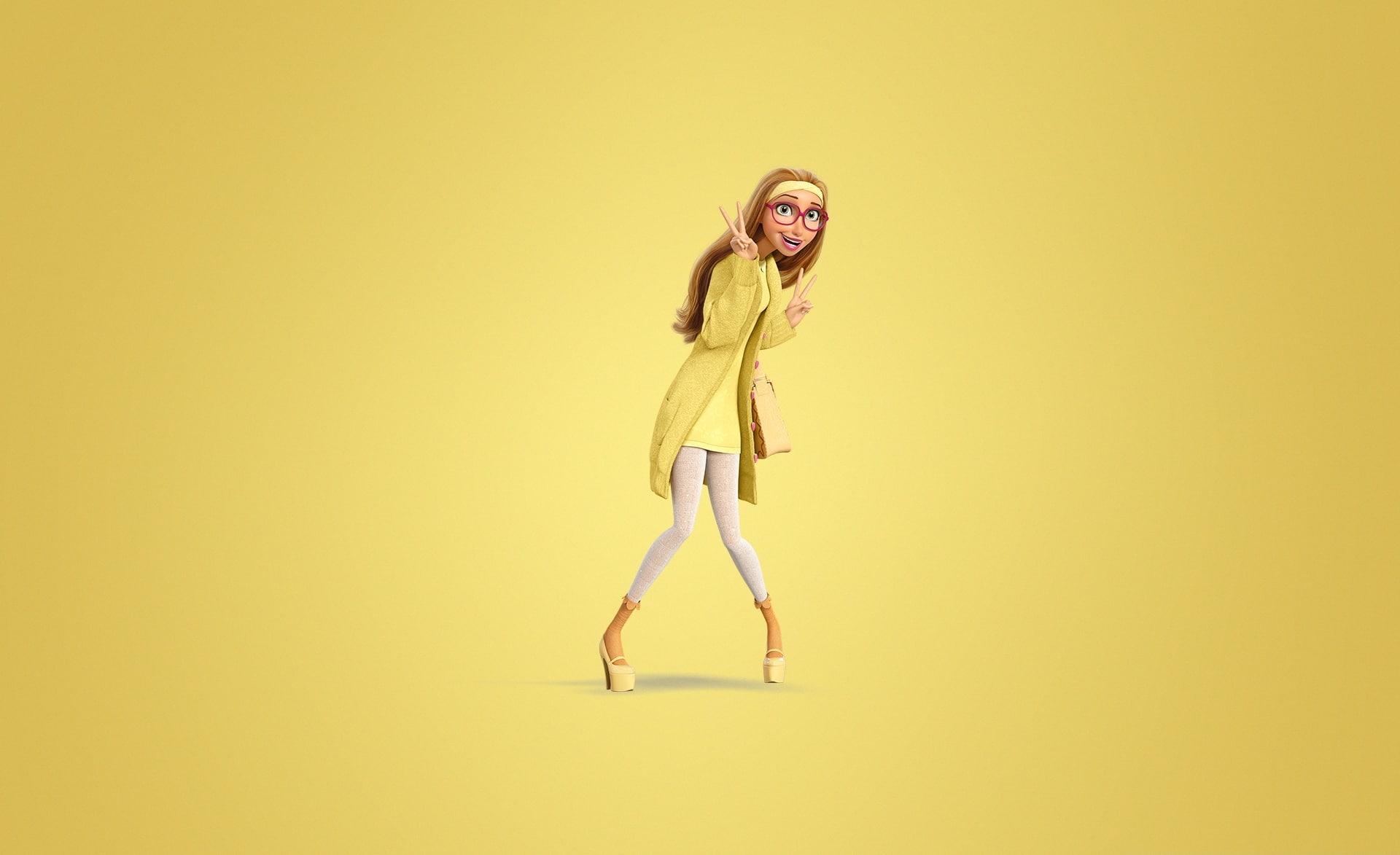 honey, Yellow, beauty, smiling, Movie, fashion, mouth open, beautiful woman, 1080P, looking at camera, Big Hero 6, portrait, Film, hairstyle, HD Wallpaper