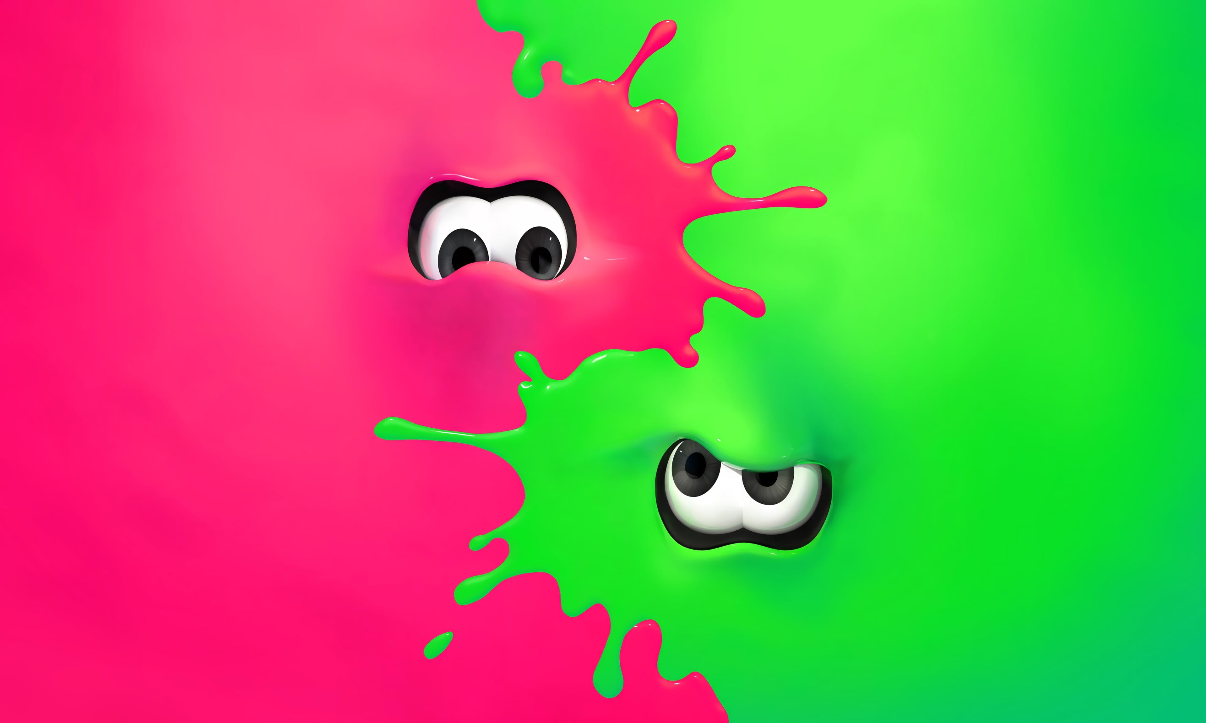 bizarre, digital, no people, indoors, vibrant color, fun, green color, studio shot, art and craft, pink color, creativity, Splatoon 2, colored background, HD Wallpaper