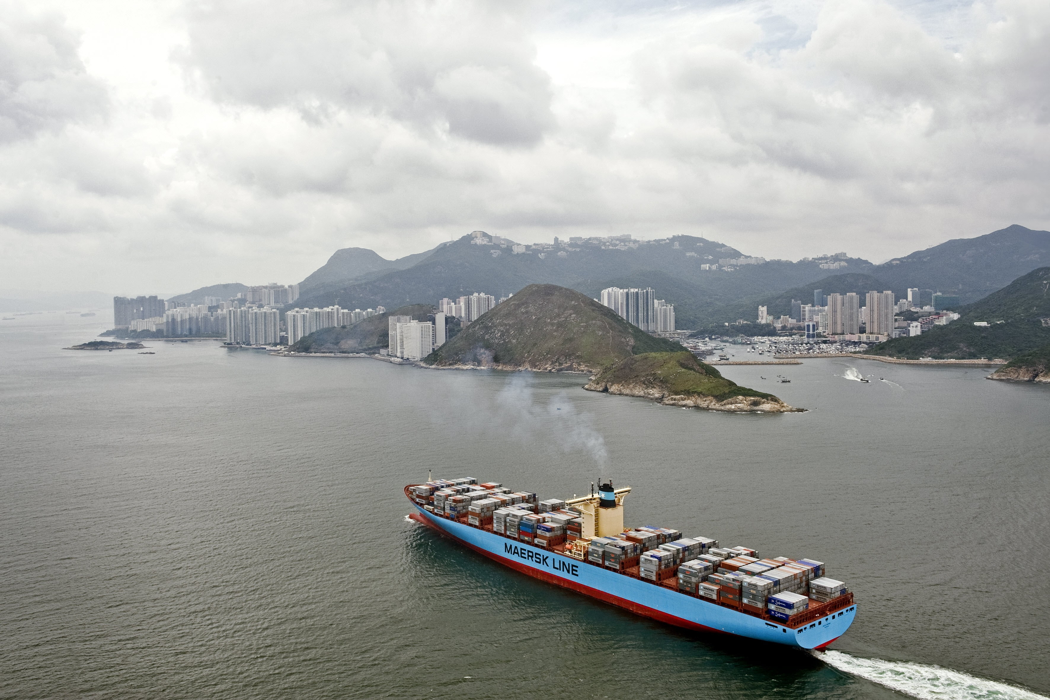 line, maersk, ship, cargo, 2K, HD Wallpaper