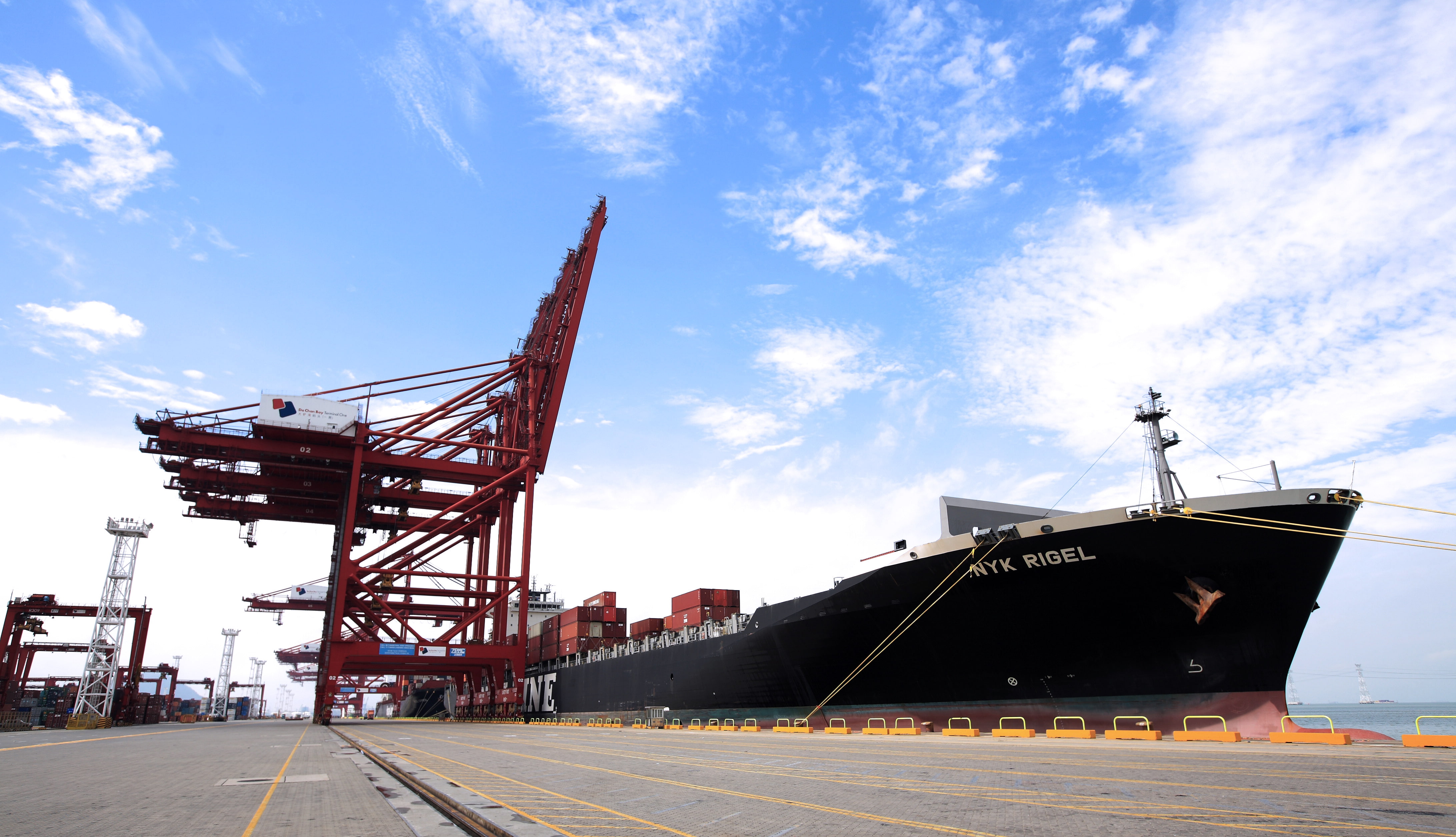 Terminal, The ship, Board, Day, NYK Rigel, Tank, The sky, Cranes, Port, 4K, Pier, A container ship, HD Wallpaper