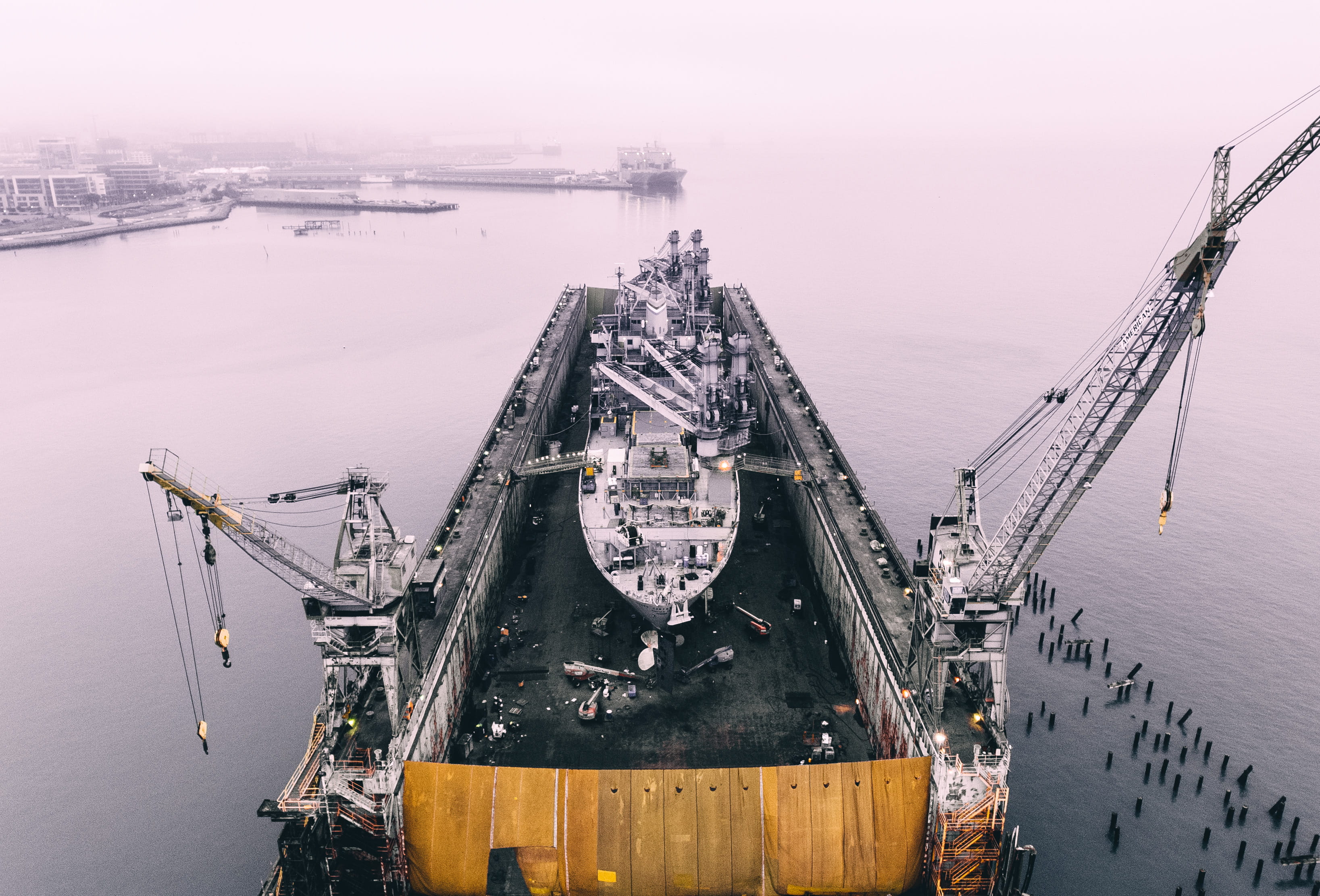mode of transportation, body of water, architecture, harbor, cruise, sea, cargo ship, commercial Dock, container ship, no people, oil, 2K, ship, shipping, HD Wallpaper
