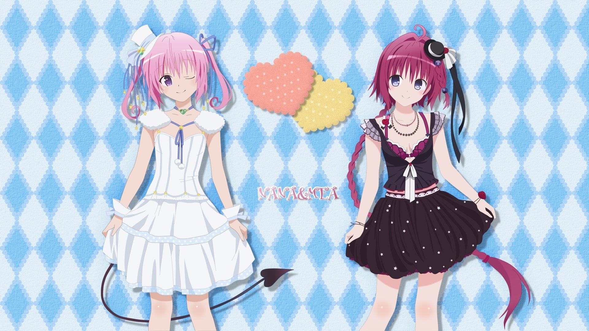 women, emotion, Nana Aster Deviluke, females, To Love-Ru: Darkness, child, 1080P, blue, toy, fashion, sister, girls, full length, indoors, representation, HD Wallpaper
