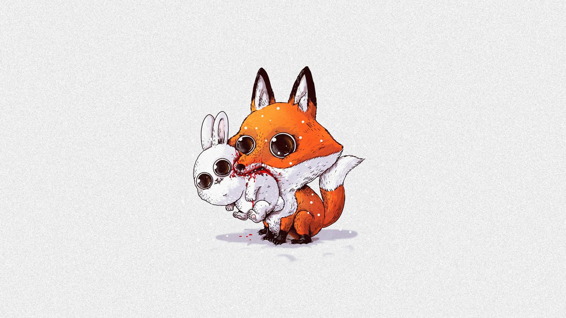 fox, minimalism, craft, people, 1080P, creativity, rabbit, animals, celebration, childhood, vector, snow, eating, studio shot, white color, human representation, HD Wallpaper