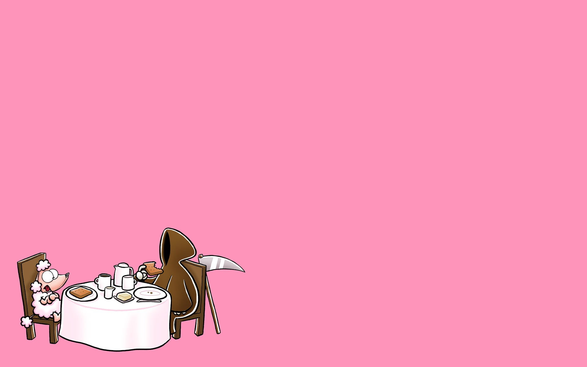 pink color, creativity, food, table, animated, still life, freshness, 1080P, NICHTLUSTIG, copy space, lifestyles, business, cartoon, drink, HD Wallpaper