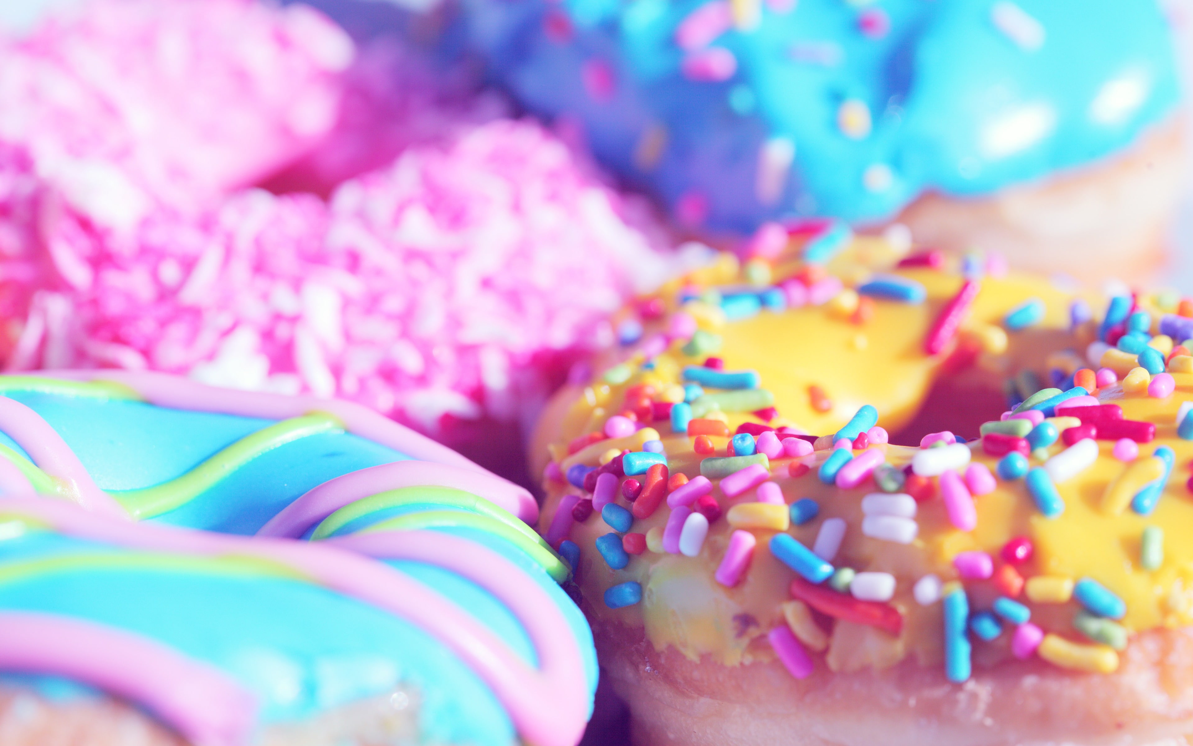 close-up, indulgence, delicious, sweet, temptation, icing, freshness, colorful, multi colored, celebration, closeup, candy, selective focus, 4K, sweet food, HD Wallpaper