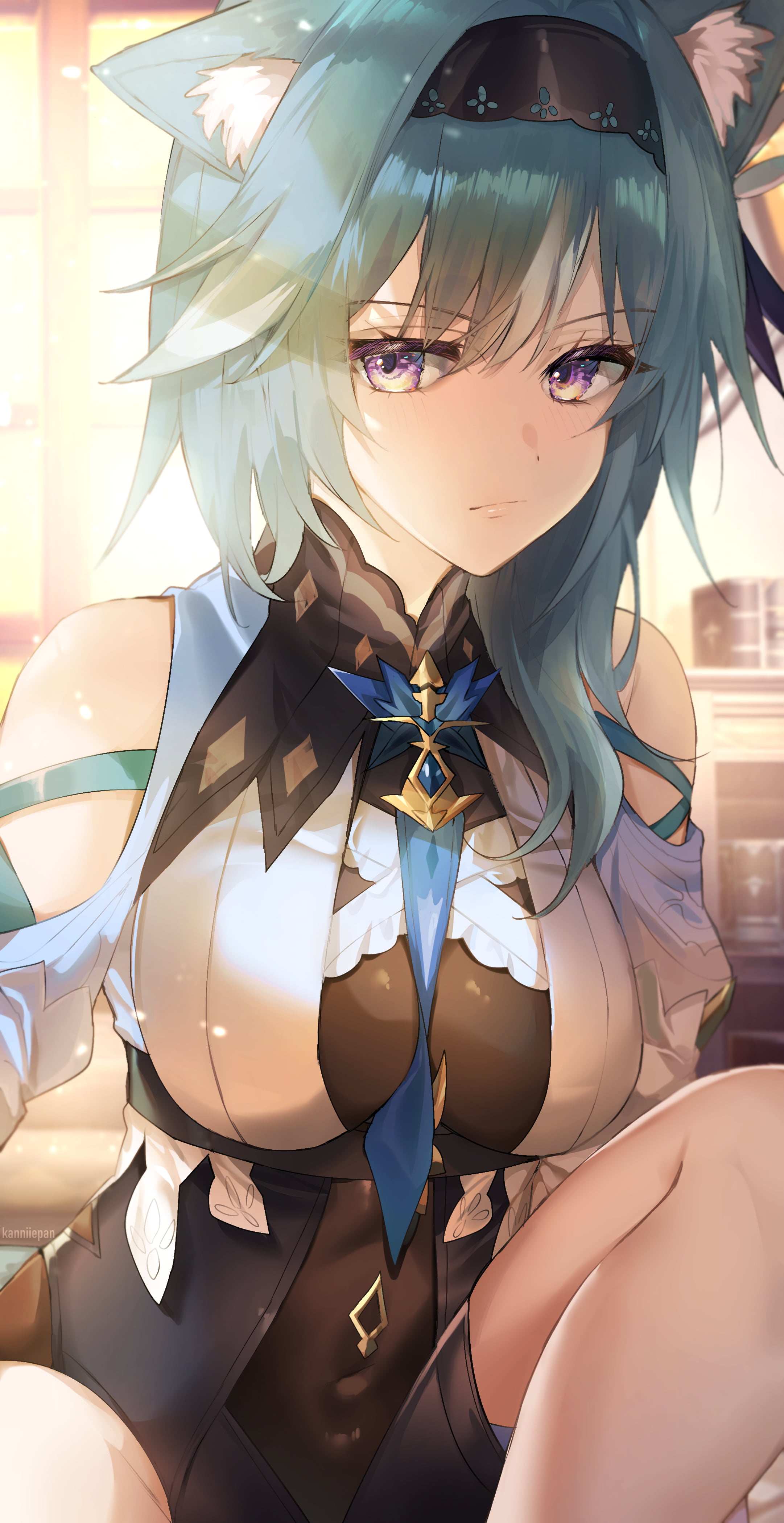 Genshin Impact, anime girls eating, Eula(Genshin impact), 4K, Phone HD Wallpaper