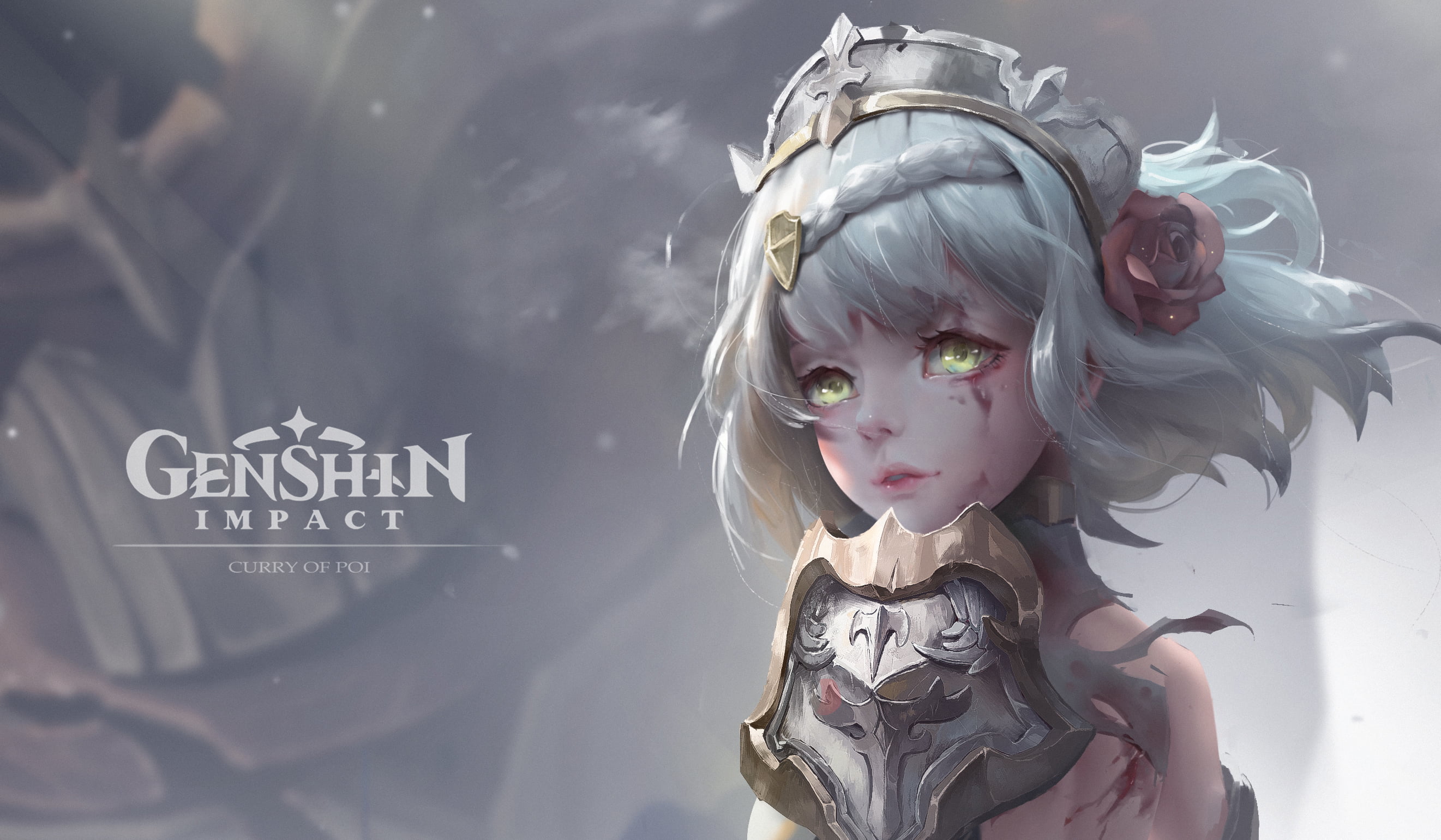 Genshin, 2K, Noelle (Genshin Impact), poi eating curry, HD Wallpaper