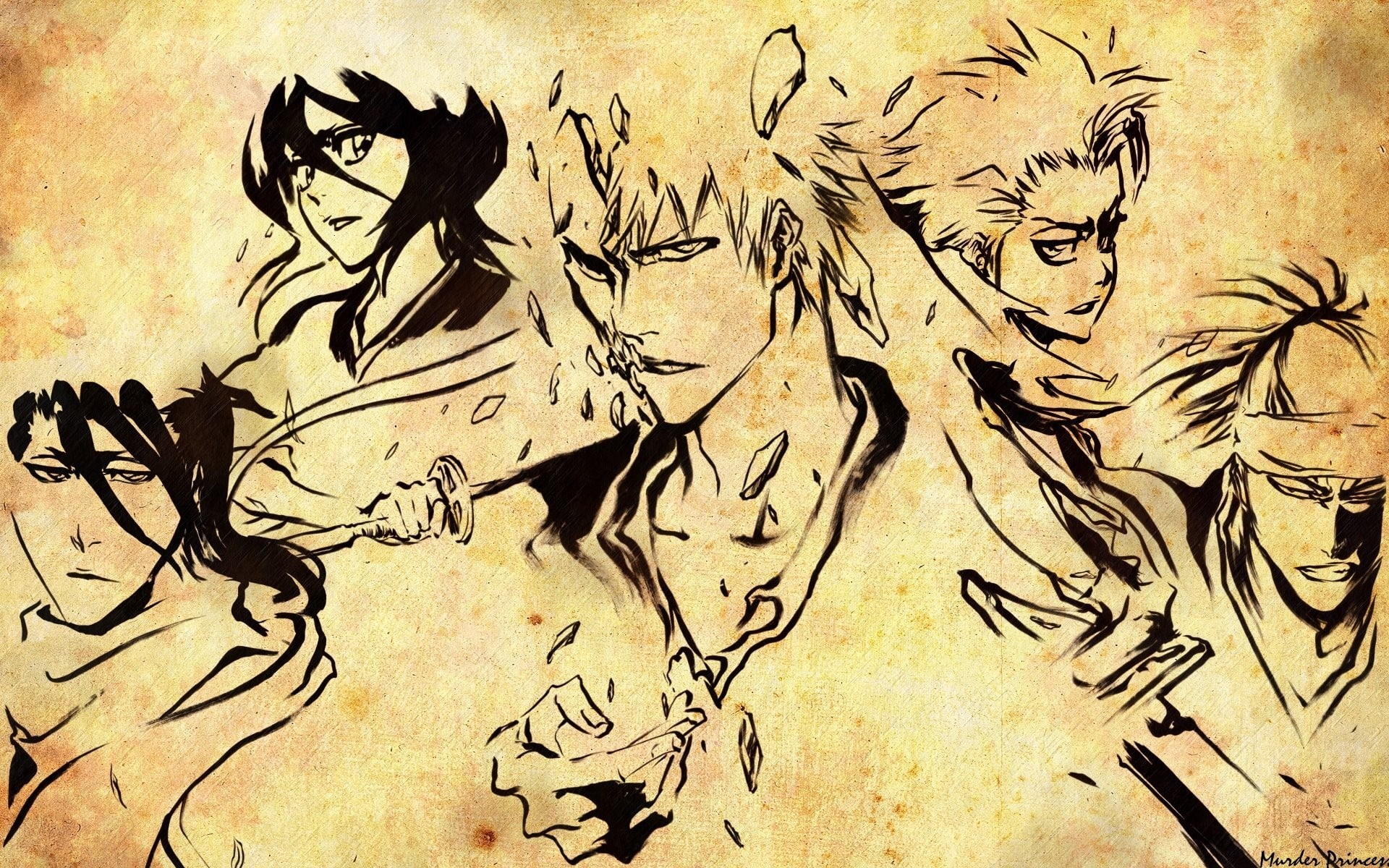 Hitsugaya Toshiro, Bleach, Kuchiki Rukia, Kurosaki Ichigo, Kuchiki Byakuya, Abarai Renji, anime, 1080P, HD Wallpaper