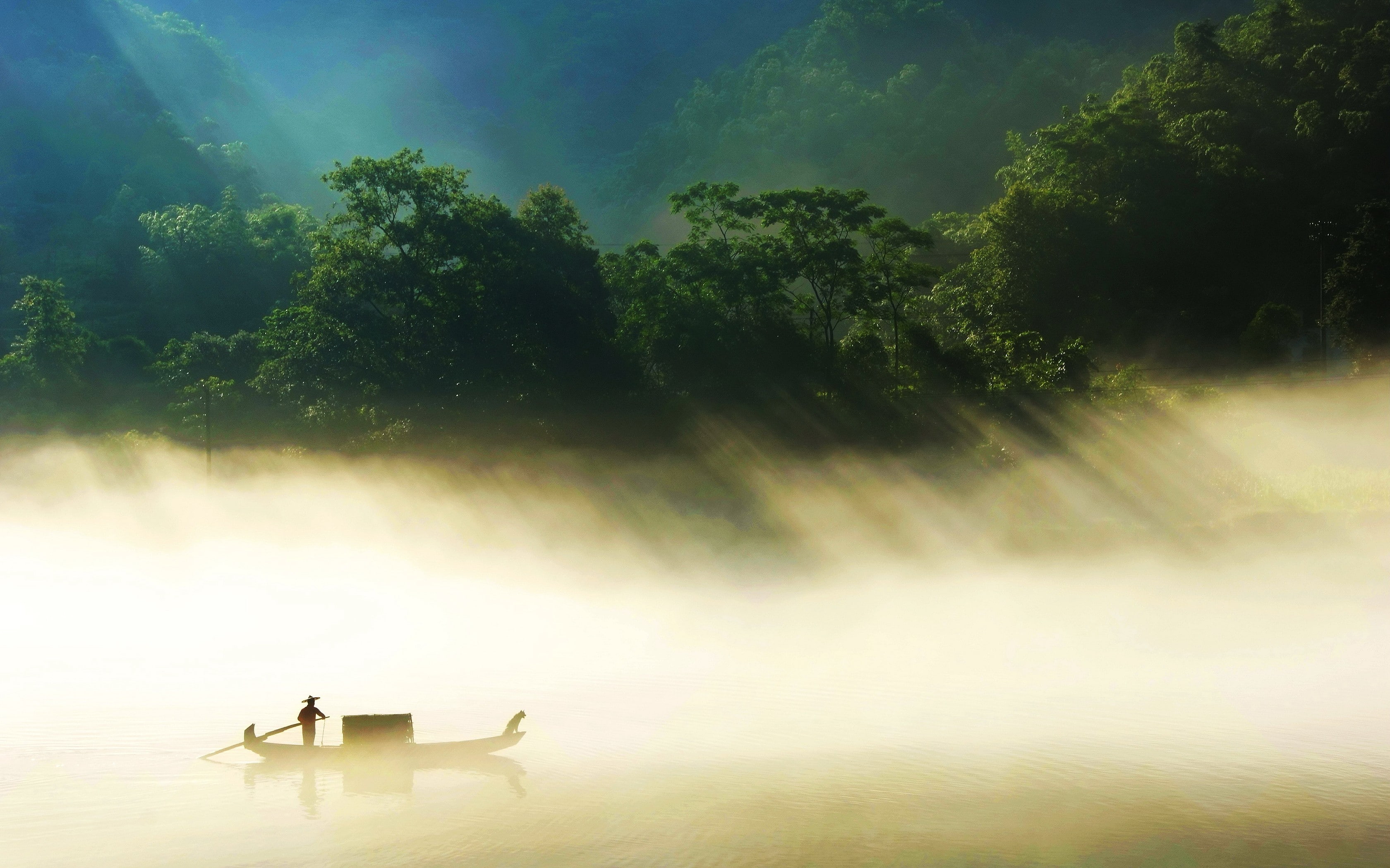 landscape, 2K, nature, China, rowing, HD Wallpaper