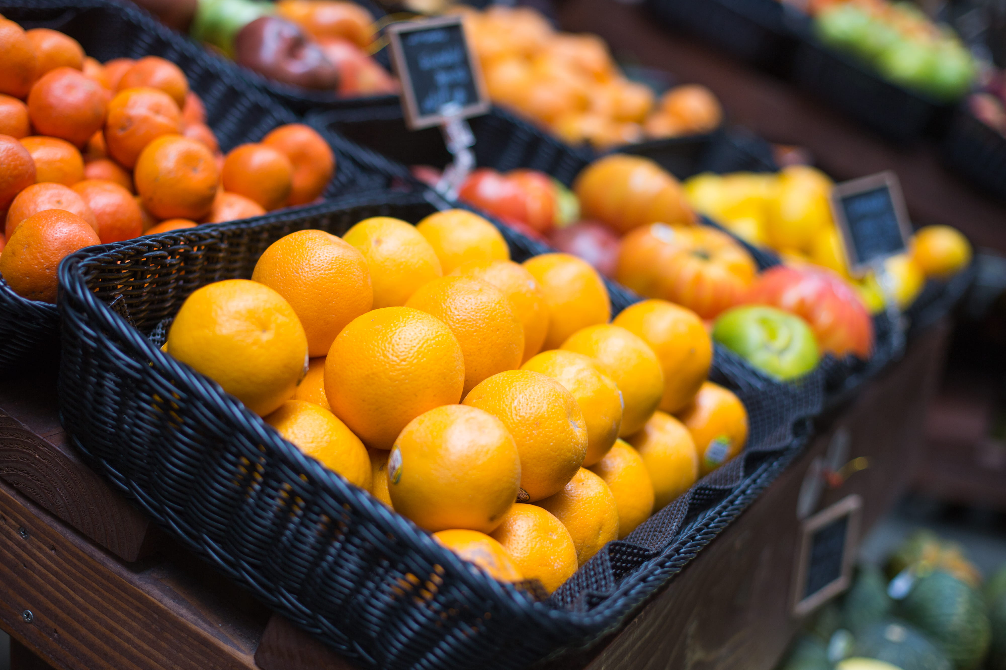 s, farmer, orange, selective focus, abundance, fruit, vitamins, organic, freshness, day, large group of objects, yellow, fruits, container, healthy Eating, HD Wallpaper