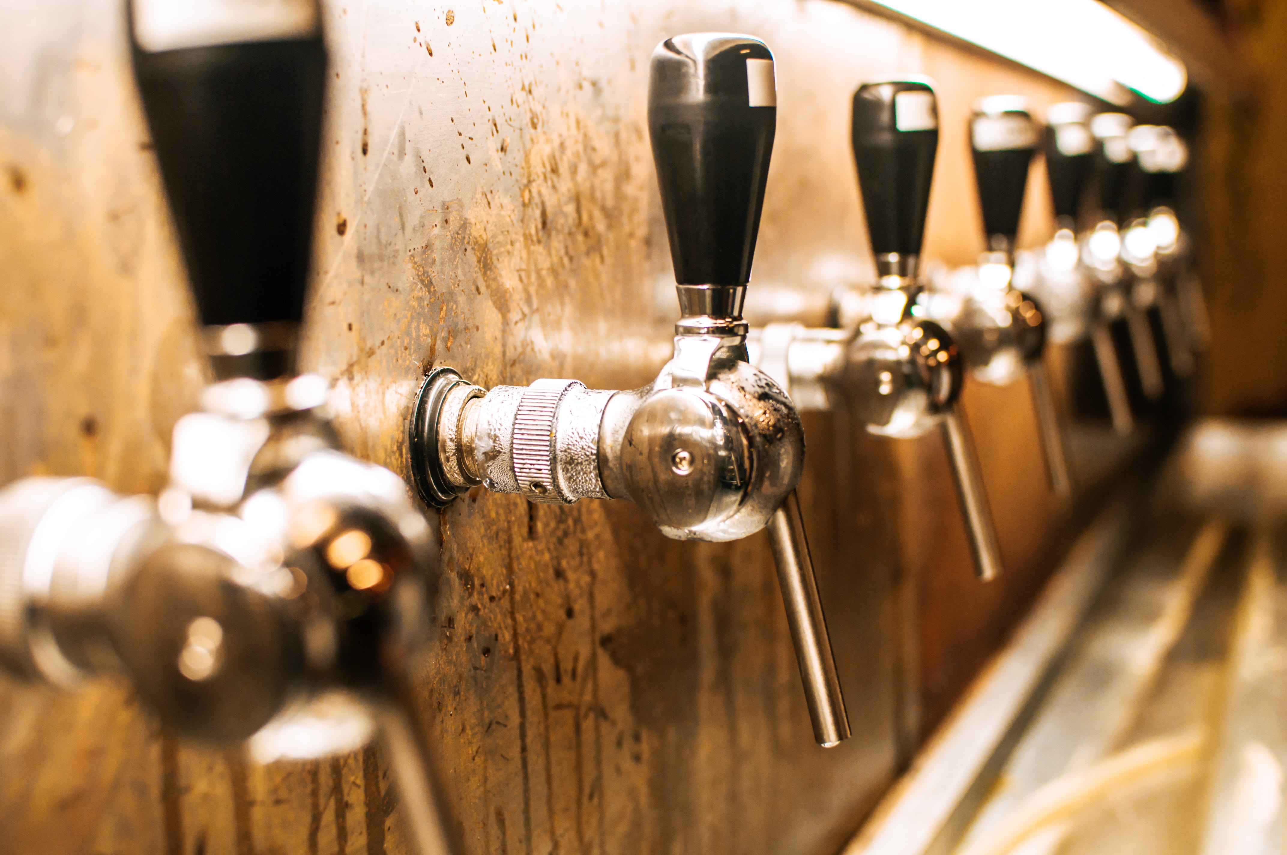 food and drink industry, in a row, drink, stainless, brewery, refreshment, food and drink, 4K, beer, selective focus, wood - material, beer dispensers, HD Wallpaper
