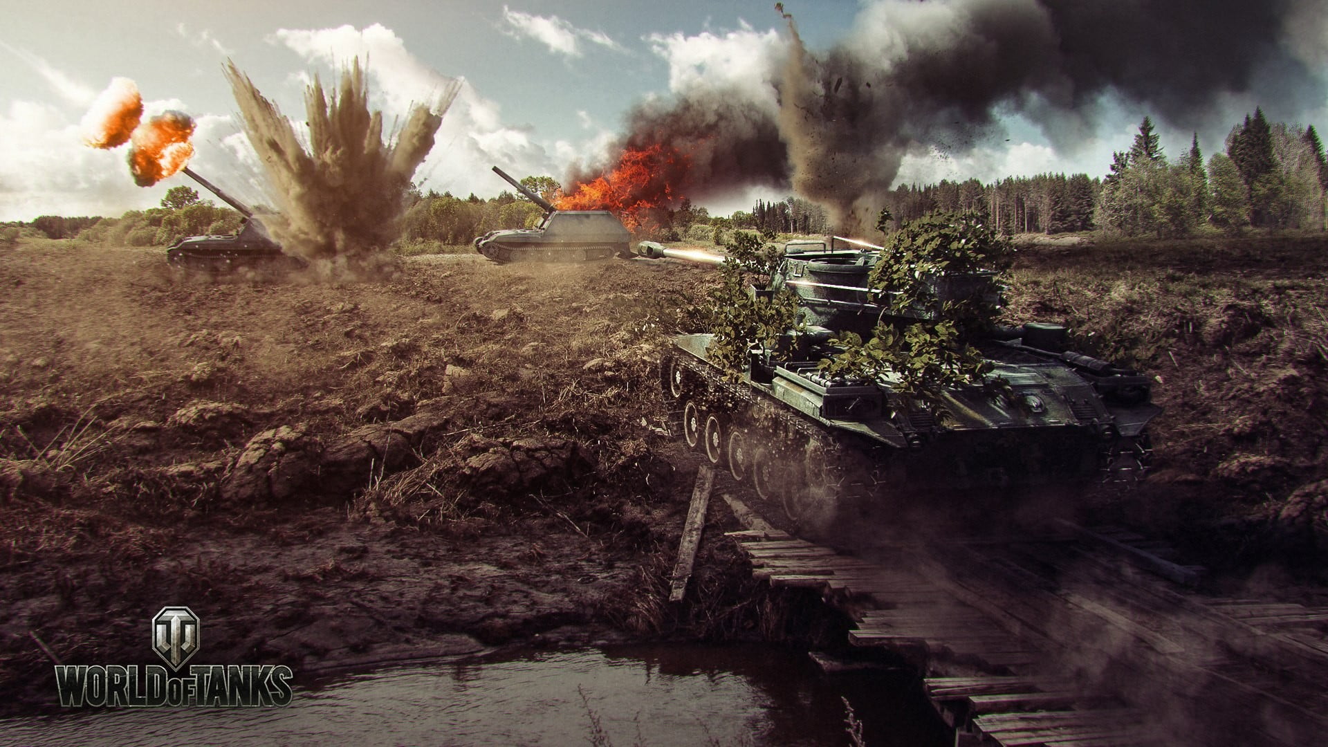 landscape, G.W. Tiger, day, nature, growth, fire - natural phenomenon, air pollution, land, screenshot, transportation, motion, tanks, World of Tanks, environment, HD Wallpaper