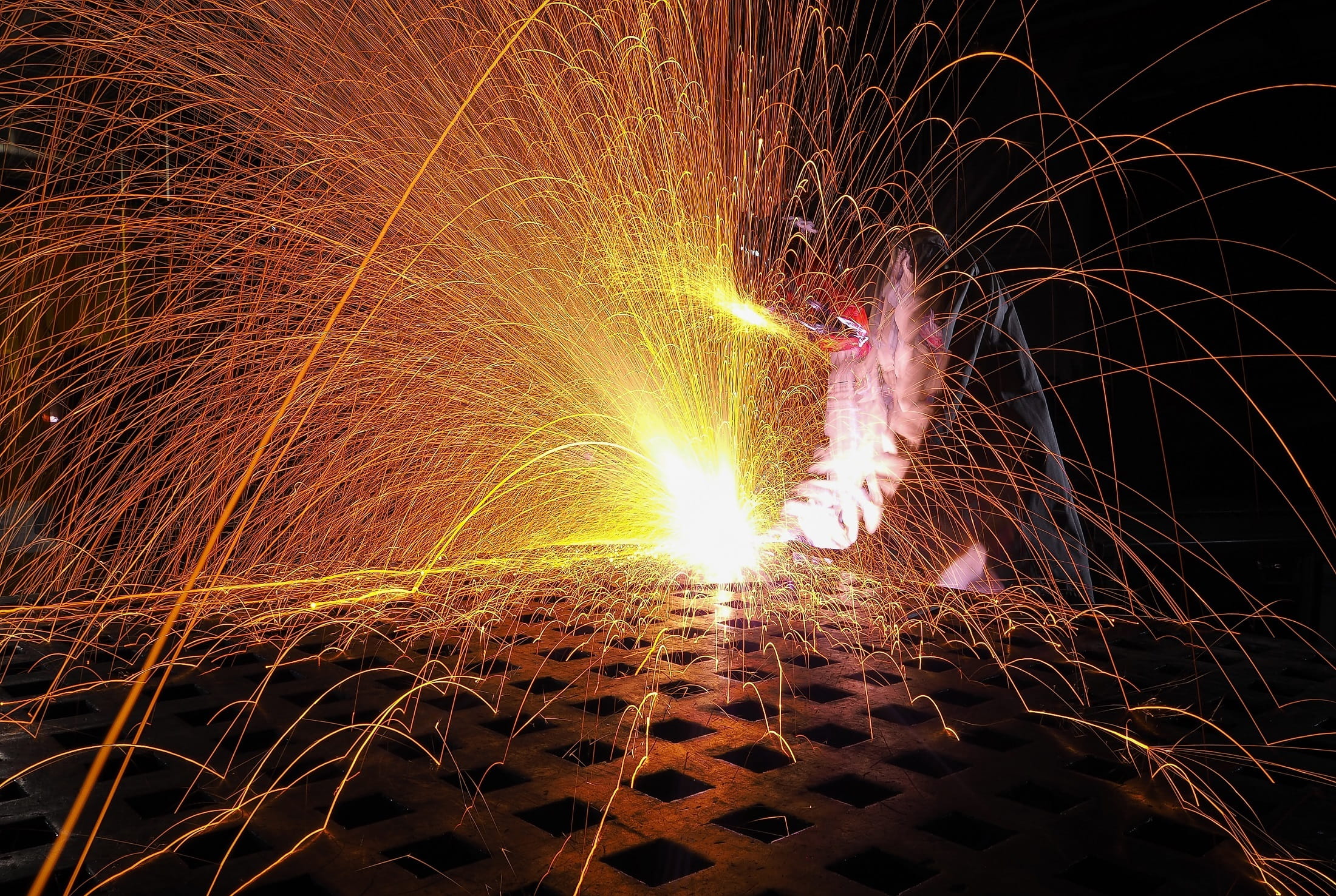 danger, illuminated, sparks, metal industry, metal, one person, burning, nature, dark, sparkler, 1080P, long exposure, sparkling, event, abstract, heat, HD Wallpaper