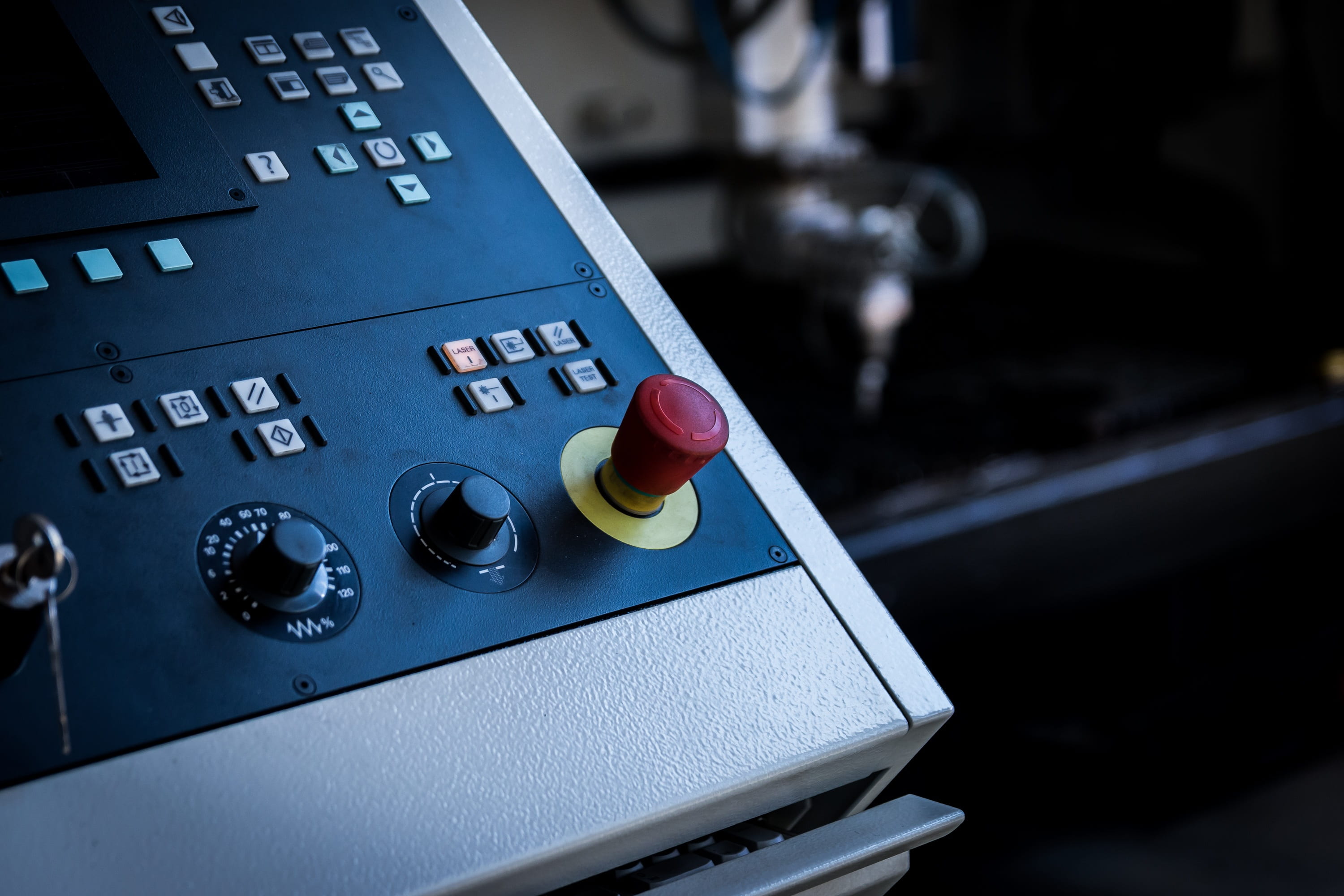 laser, buildings, control panel, indoors, technology, red, building and construction, equipment, knobs, black, polytechnic university which, no people, HD Wallpaper