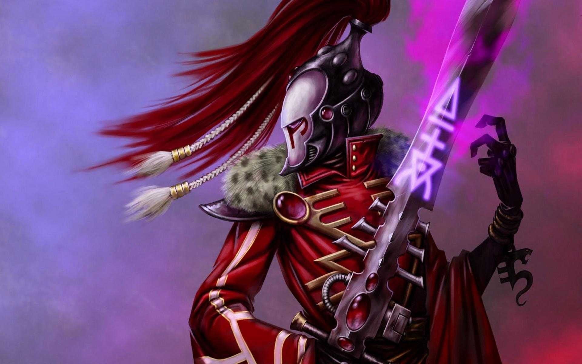 musical instrument, Warhammer 40,000, event, close-up, Eldar, multi colored, celebration, smoke - physical structure, playing, hair, focus on foreground, HD Wallpaper