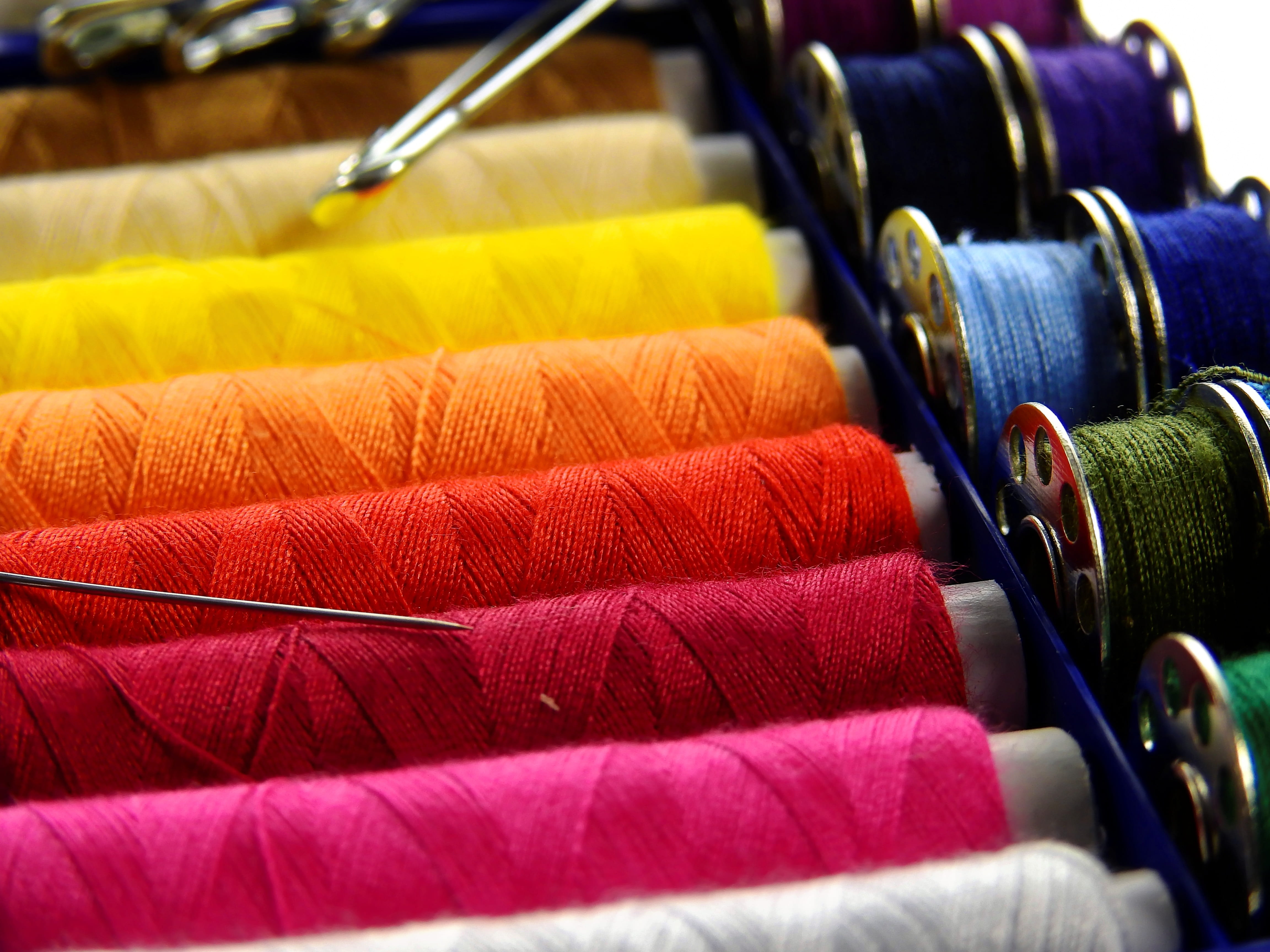 spool, creative, sewing kits, sewing thread, fashion, retail, 4K, group of objects, selective focus, no people, assorted, colorful, tailoring, thread, HD Wallpaper