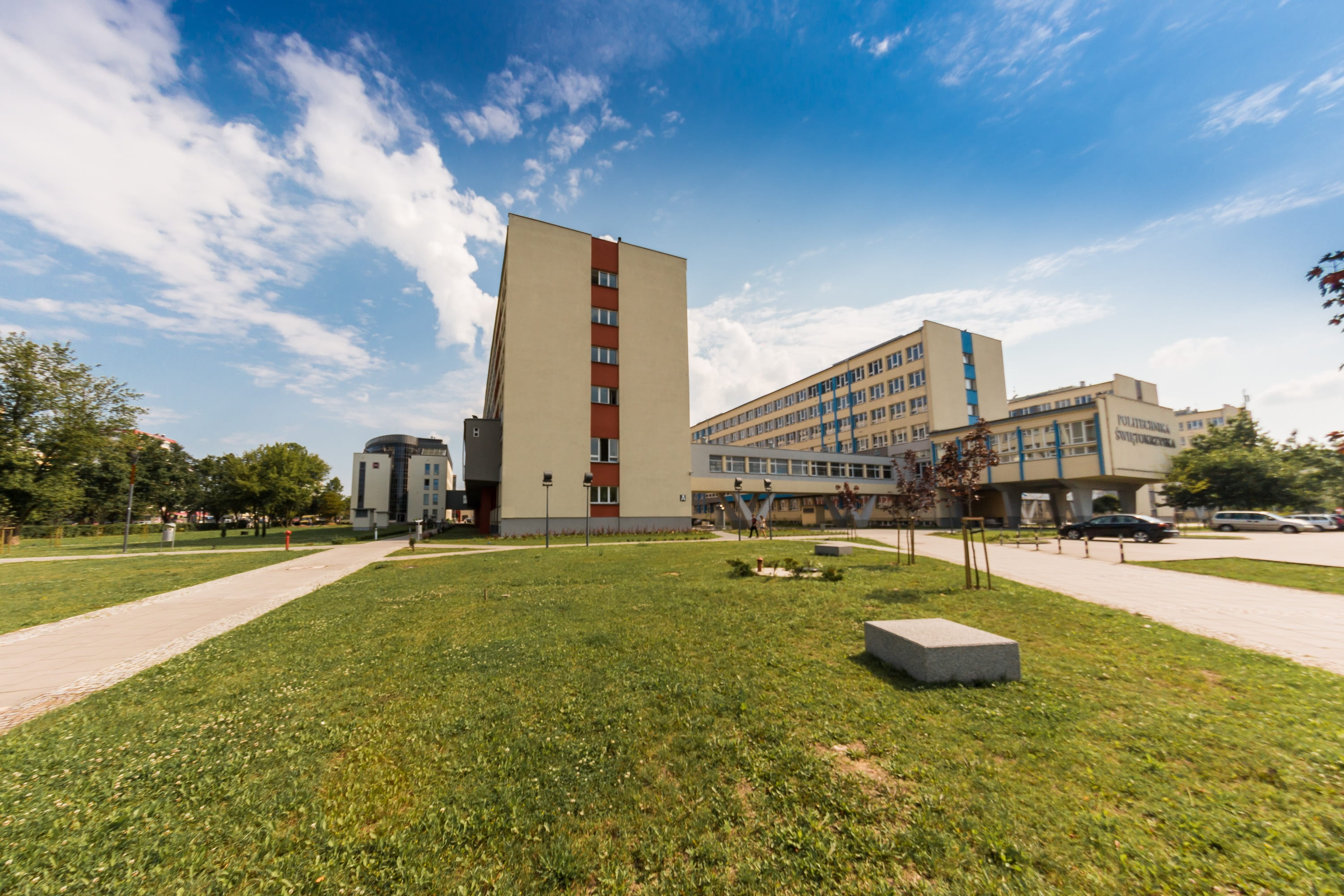 blue, kielce, no people, built structure, nature, cloud - sky, 2K, plant, polytechnic university which, building and construction, architecture, sunlight, HD Wallpaper