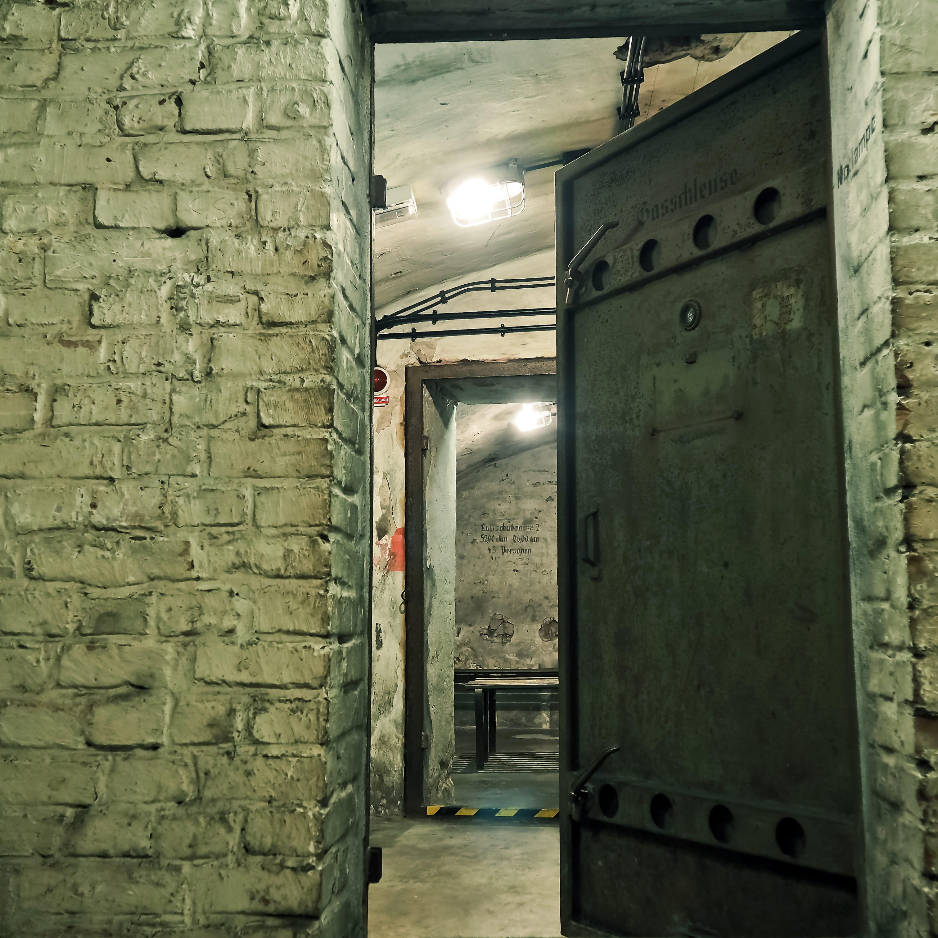 civilian population, door, architecture And Buildings, no People, Air-Raid Shelter, brick, building exterior, wall - building feature, indoors, lights, Phone HD Wallpaper