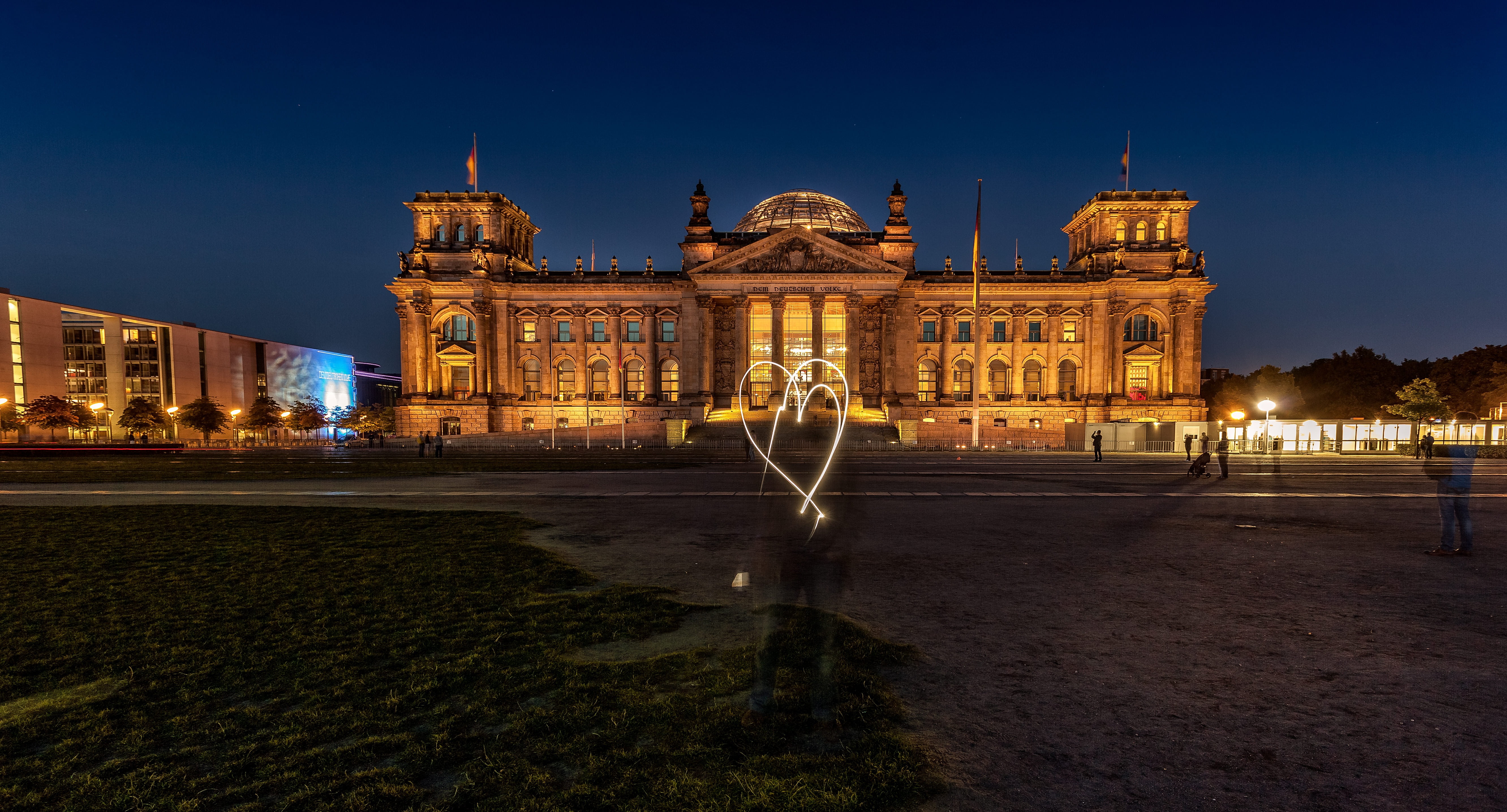 sky, night, 5K, illuminated, glass dome, urban Scene, lights, government, travel, dusk, outdoors, cityscape, merkel, capital, home, history, architecture, HD Wallpaper