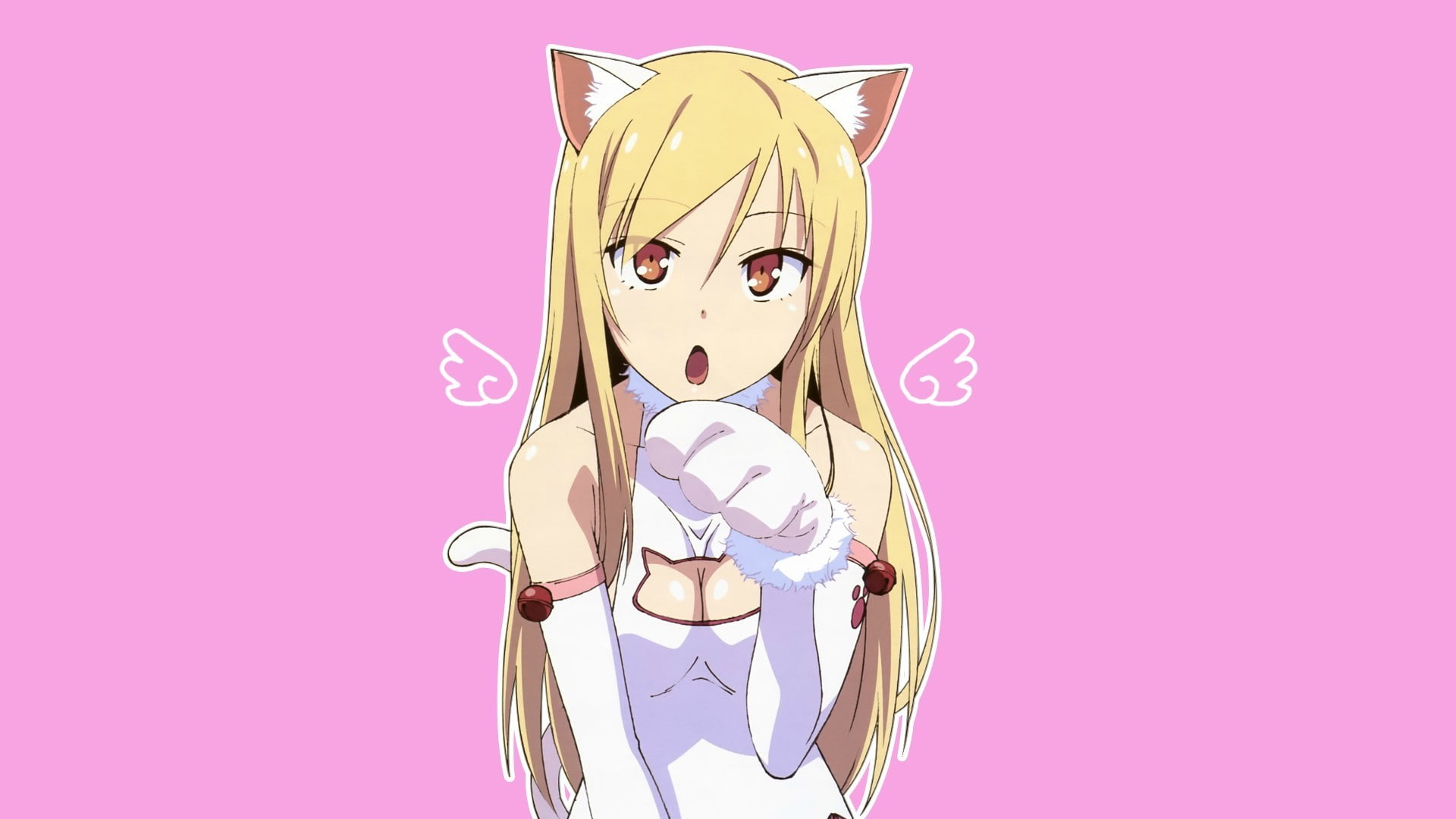 pink color, anime girls anime sakurasou no pet na kanojo shiina mashiro nekomimi animal ears, adult, women, hair, beauty, 1080P, hairstyle, one person, HD Wallpaper