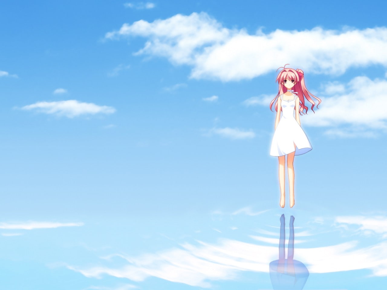 art and craft, male likeness, sky, religion, Sakihata Rimi, representation, arms raised, cloud - sky, low angle view, female likeness, blue, belief, spirituality, HD Wallpaper