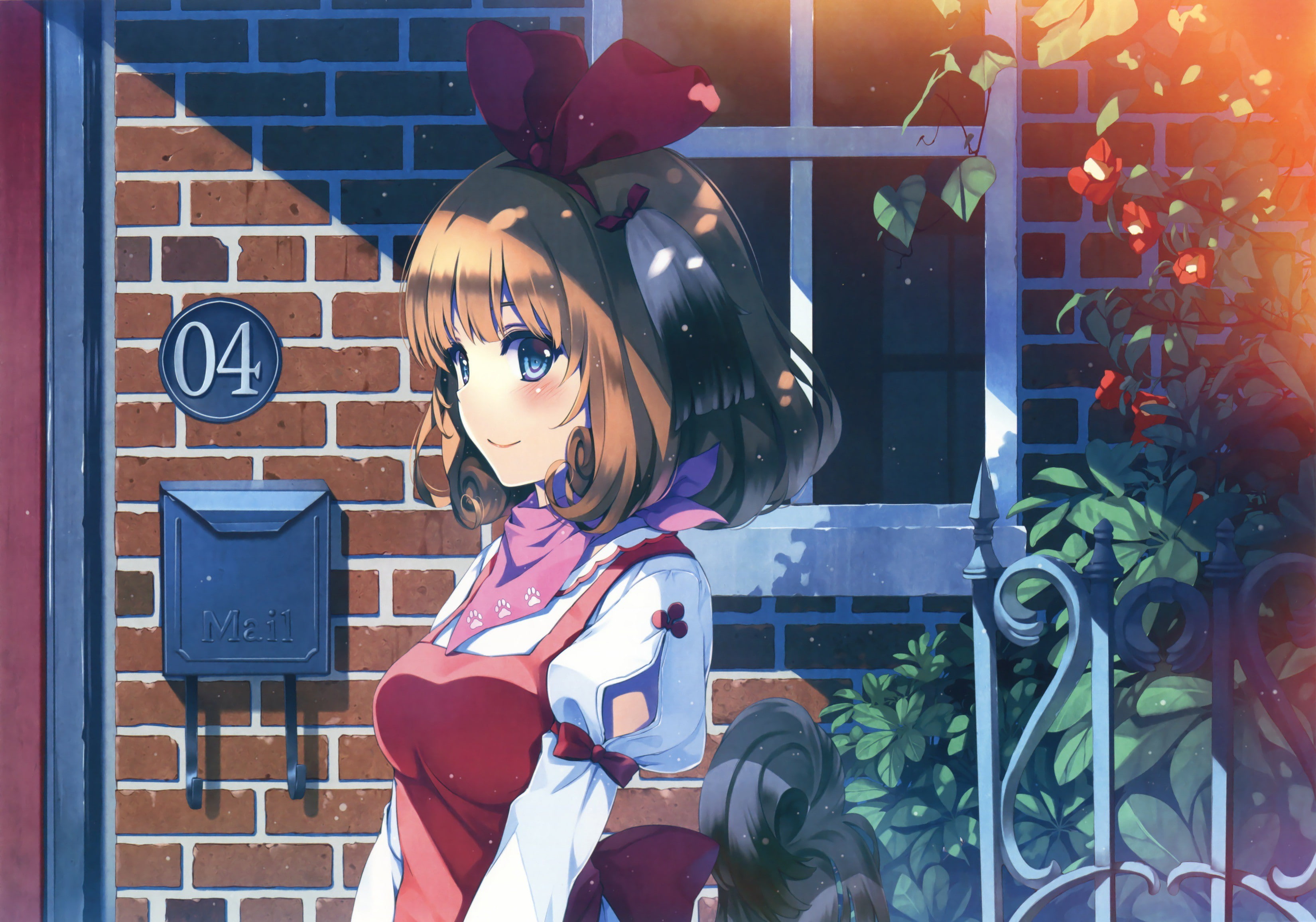 anime, 2K, anime girls, head band, original characters, blushing, HD Wallpaper