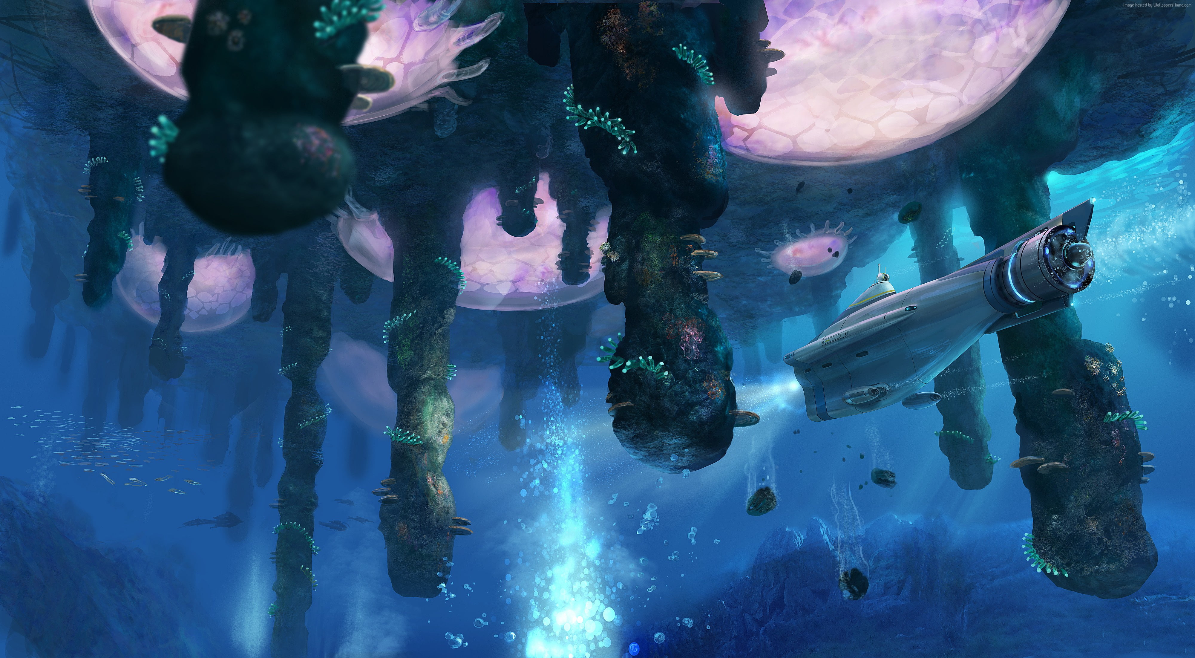 Art, island, the ocean, Cyclops, karalli, 4K, Subnautica, HD Wallpaper