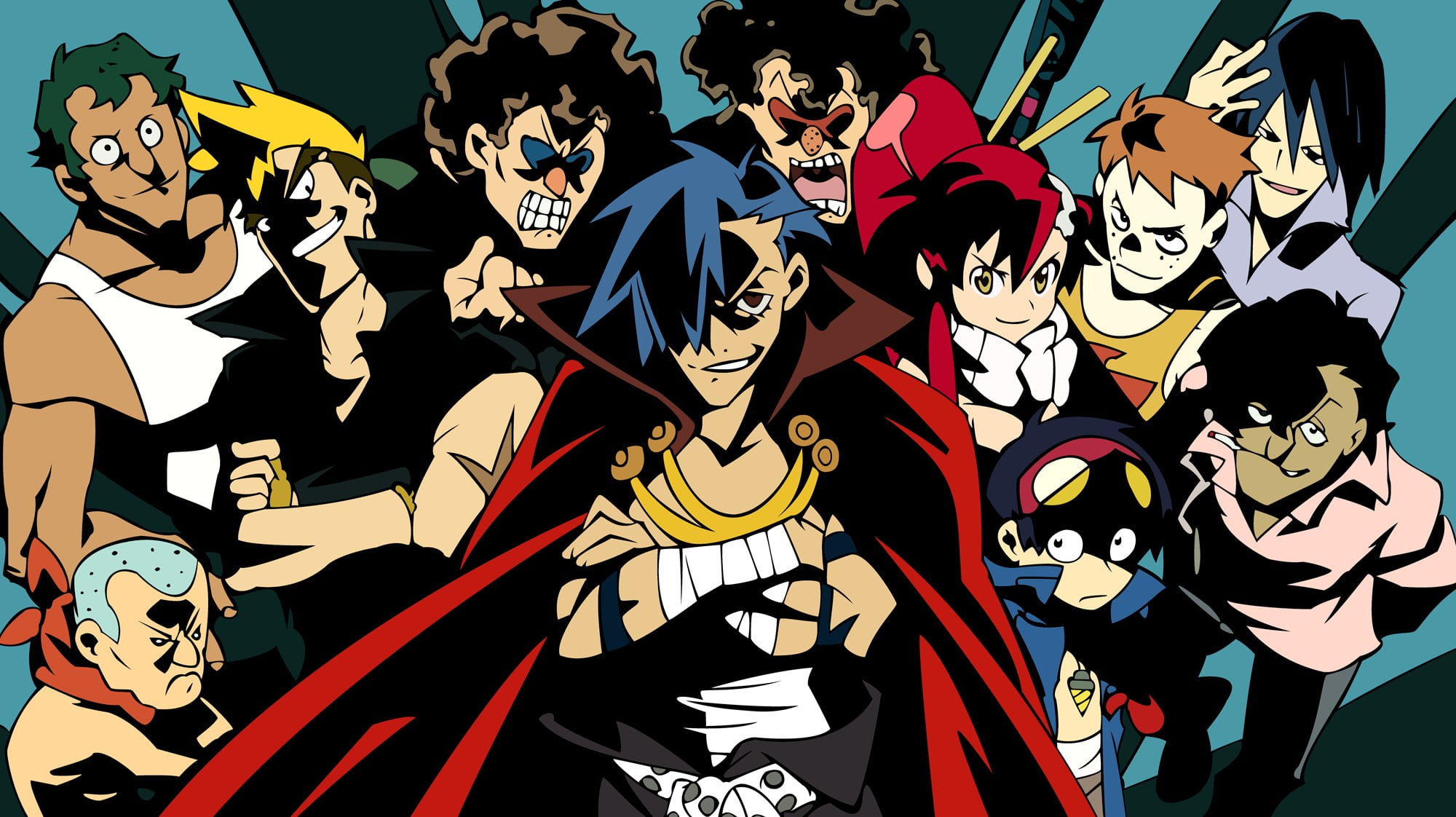 1080P, Simon, Littner Yoko, male likeness, representation, Tengen Toppa Gurren Lagann, illustration, Kamina, multi colored, leisure activity, human representation, HD Wallpaper