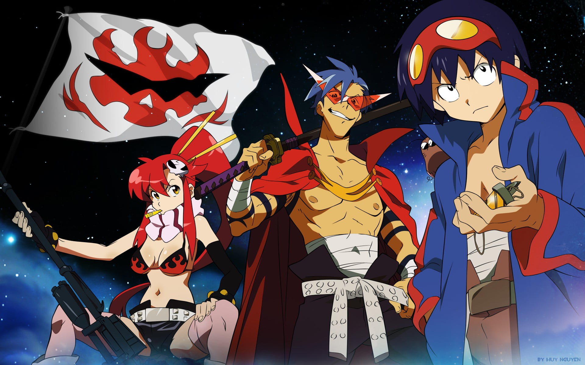 toy, costume, representation, multi colored, Kamina, human representation, anime, Simon, red, Littner Yoko, character, day, digital, craft, close-up, HD Wallpaper