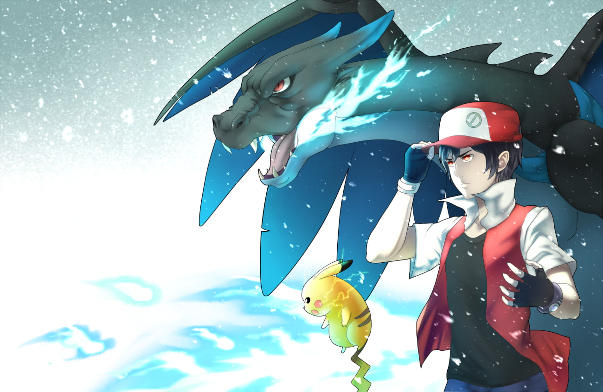 Pokémon, Pikachu, 1080P, Mega Charizard X (Pokémon), Ash (Pokémon), HD Wallpaper
