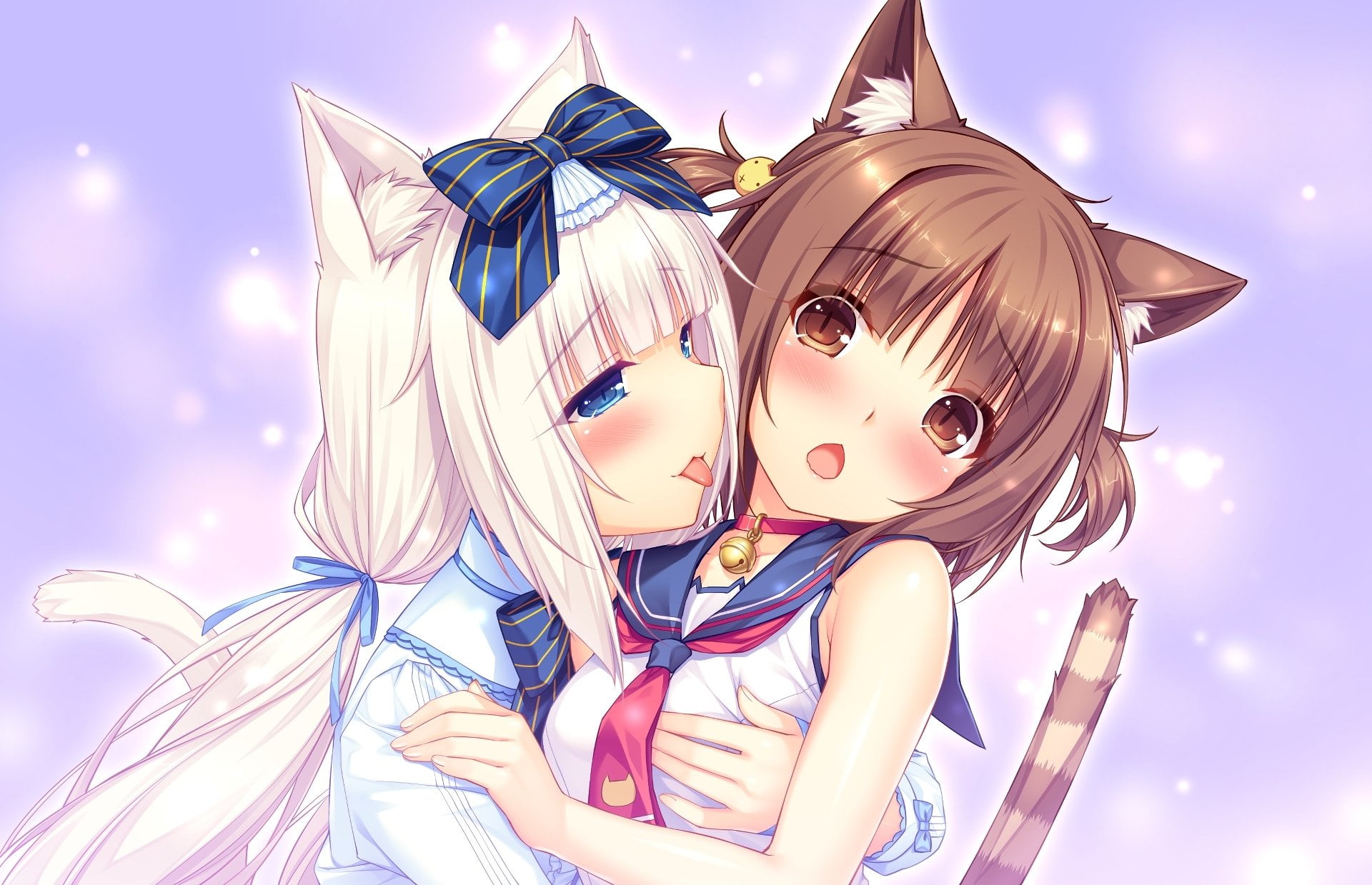Azuki (Nekopara), close-up, human representation, sky, outdoors, day, blue, one person, amusement park, Nekopara, art and craft, Vanilla (Nekopara), portrait, HD Wallpaper