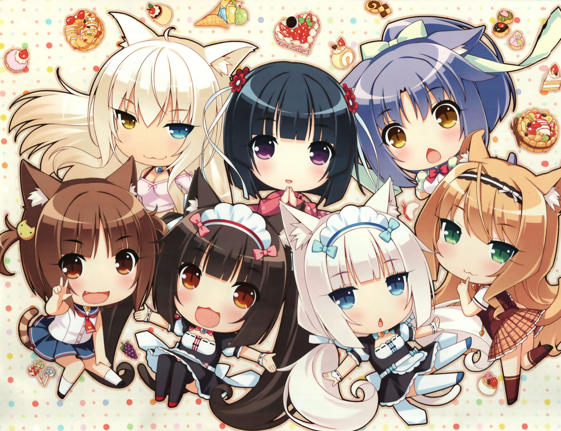retail, human representation, Azuki (Nekopara), Vanilla (Nekopara), 1080P, Maple (Nekopara), day, multi colored, indoors, Coconut (Nekopara), sale, Nekopara, HD Wallpaper