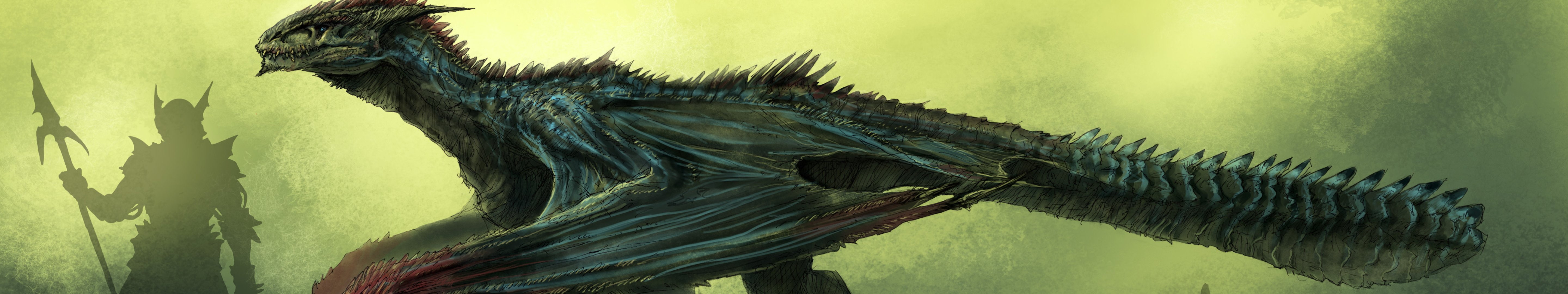 outdoors, vertebrate, one animal, 5K, mouth open, close-up, day, animal body part, animal themes, iguana, animals in the wild, 5760x1080 px, tree, animal head, HD Wallpaper