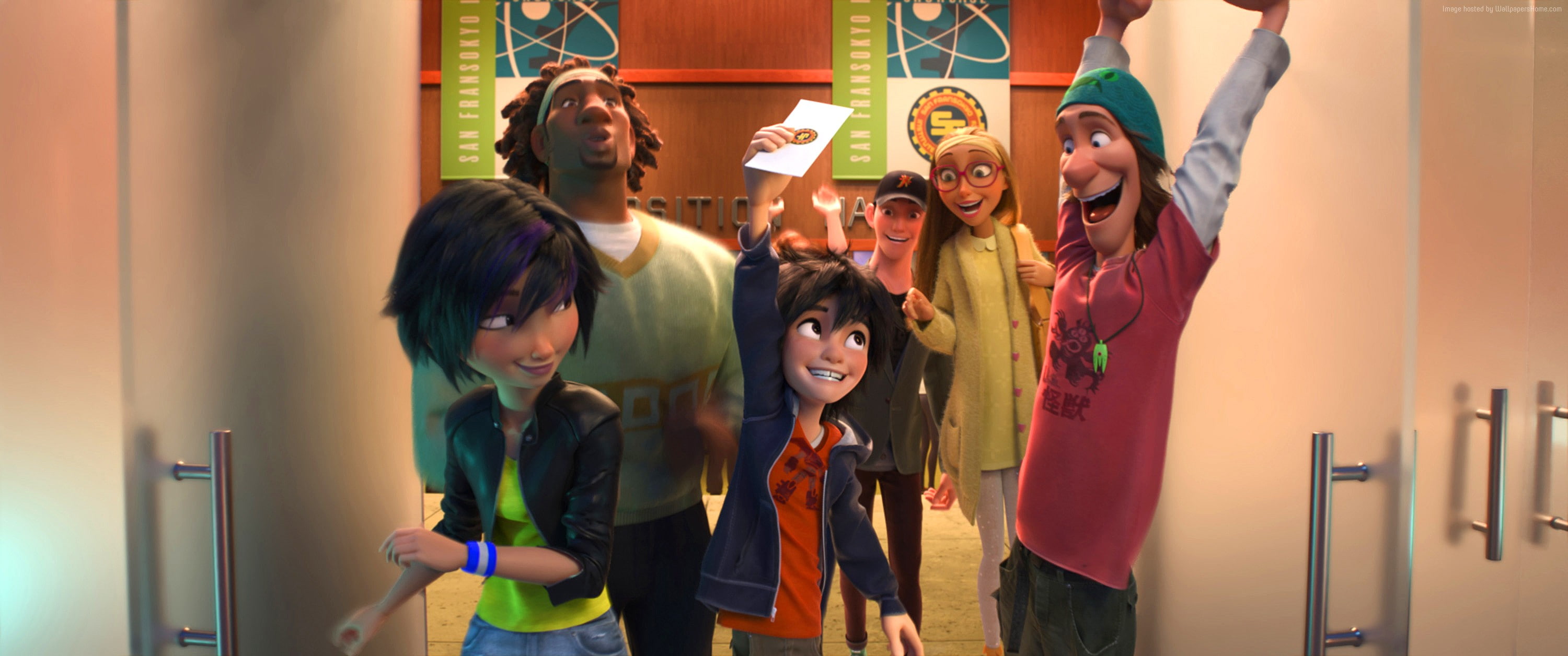 Baymax, Big Hero 6, names, Hiro, Fred, Wasabi, Best Animation Movies of 2015, Gogo Tomago, Honey Lemon, 2K, HD Wallpaper