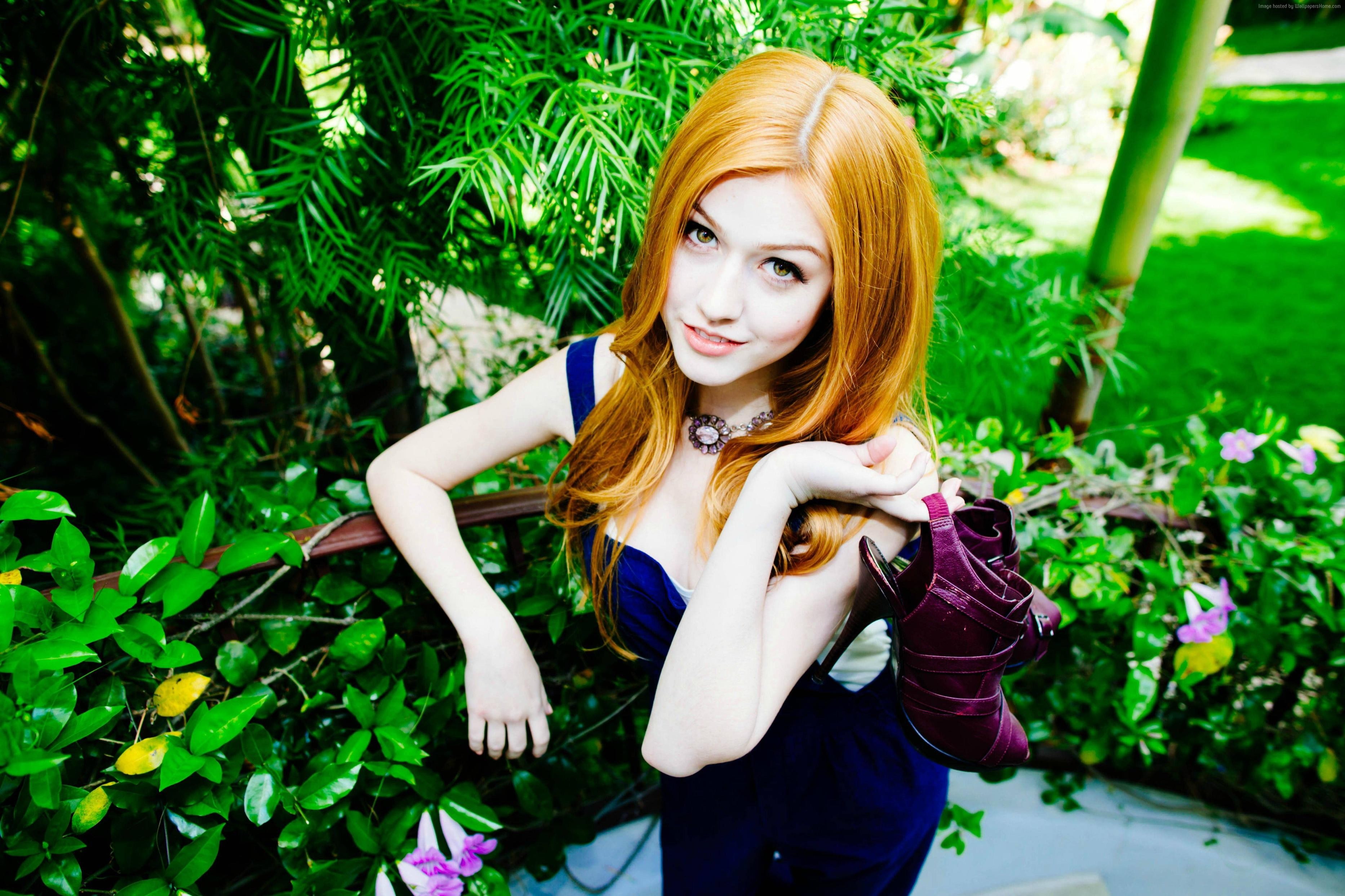 Most Popular Celebs, long hair, smiling, Katherine McNamara, portrait, outdoors, young adult, nature, plant, hairstyle, real people, lifestyles, 2K, hair, HD Wallpaper