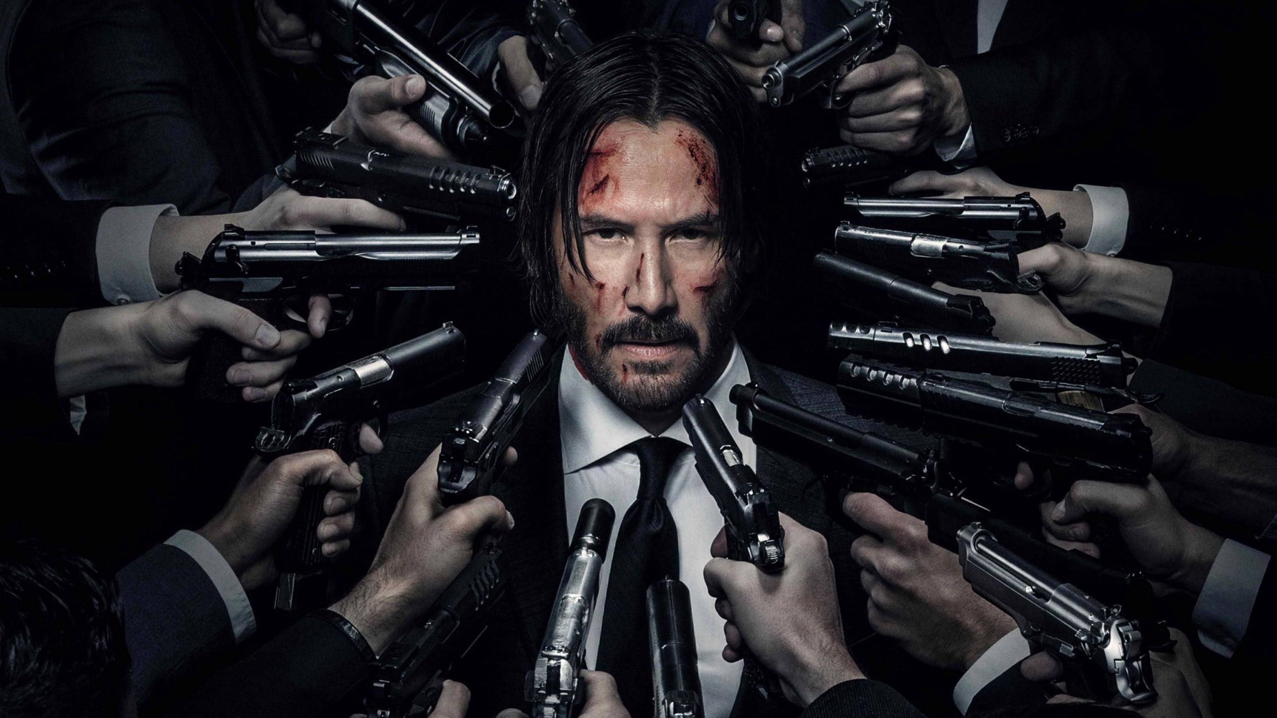 movies, holding, keanu reeves, 2017 movies, violence, crime, weapon, human hand, human body part, front view, aggression, males, beard, portrait, hand, HD Wallpaper