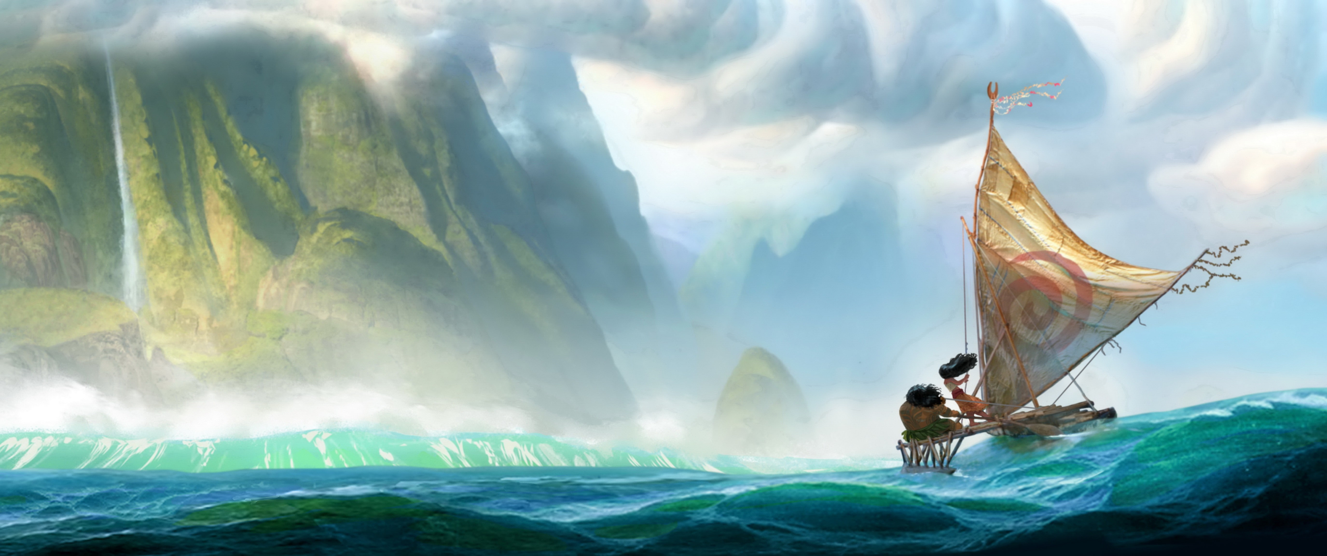 landscape, 5K, fantasy art, sea, boat, Moana, HD Wallpaper