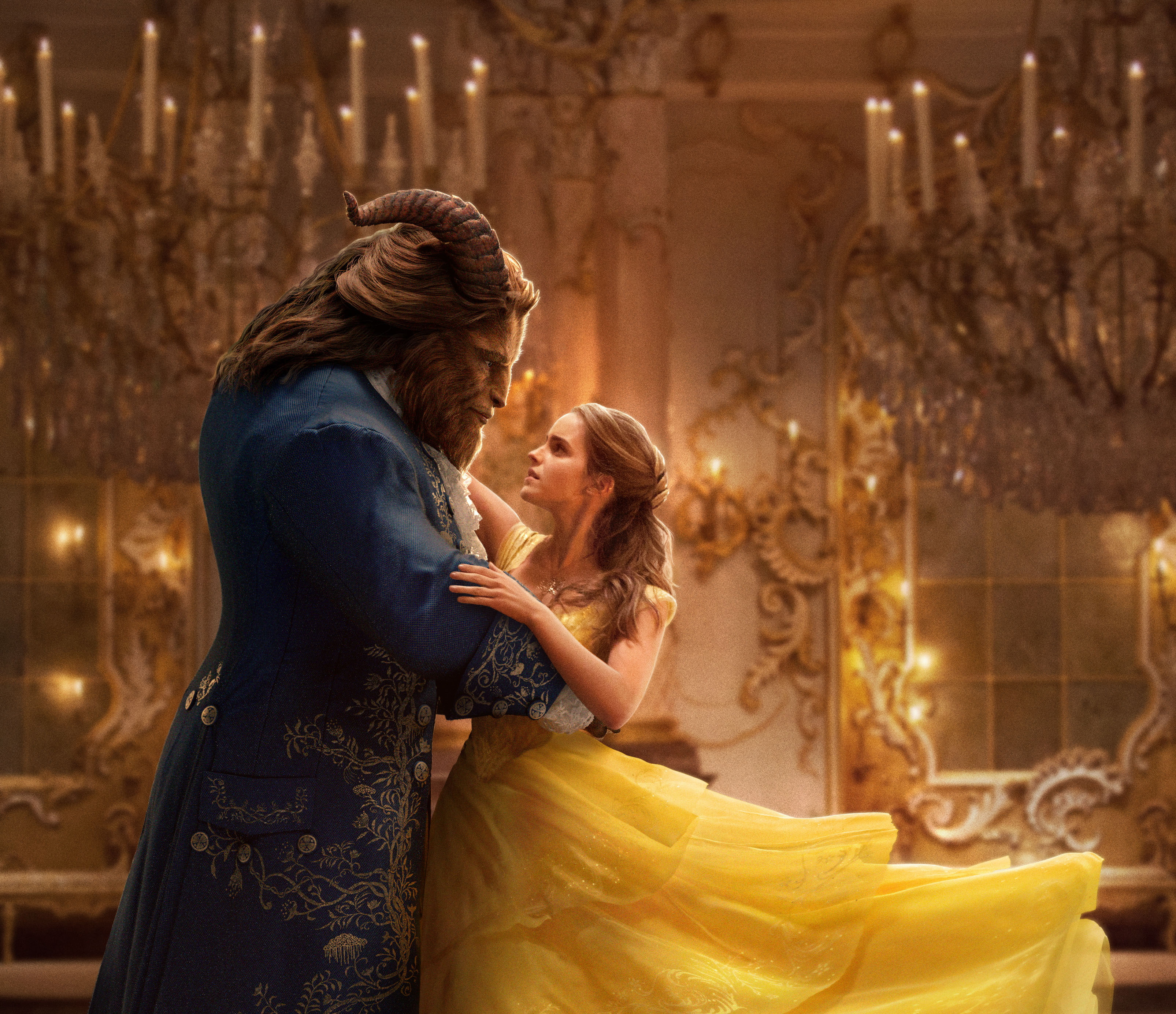 adult, night, young adult, Beast, clothing, happiness, Beauty and the Beast, Emma Watson, positive emotion, three quarter length, togetherness, young women, HD Wallpaper