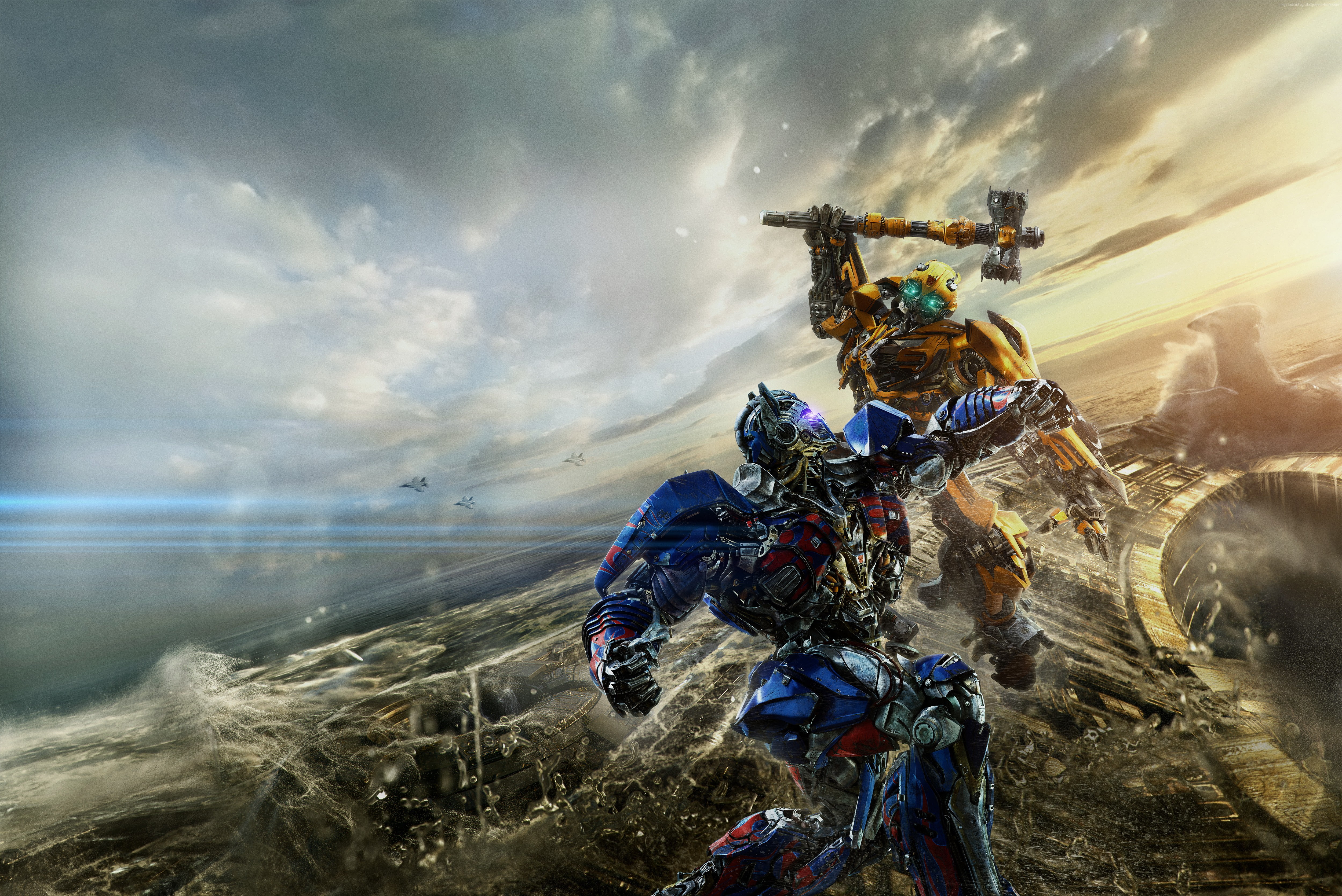 motion, mode of transportation, cloud - sky, helmet, digital composite, water, men, transportation, Transformers 5, 5k, land vehicle, Transformers: The Last Knight, HD Wallpaper