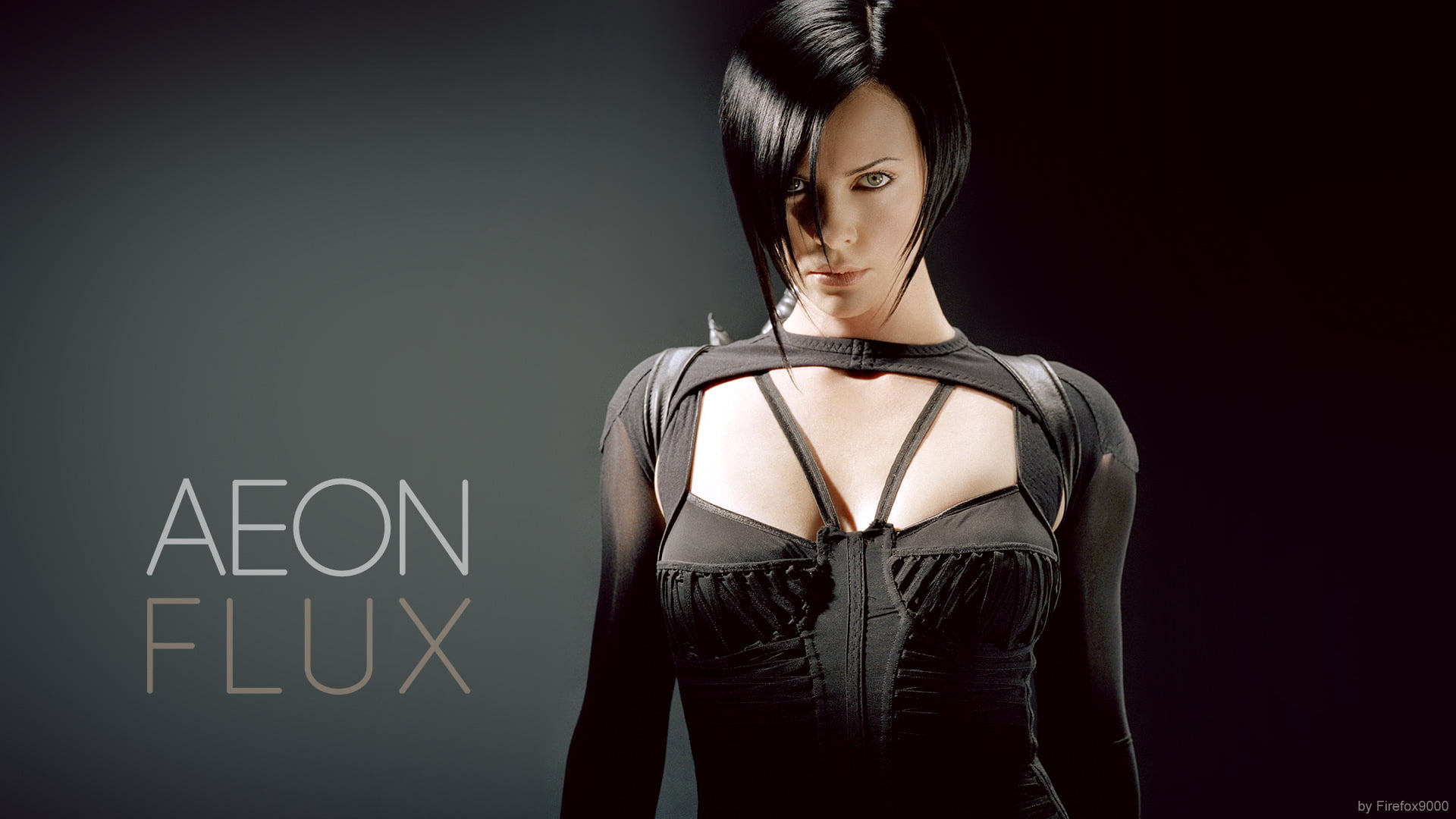 contemplation, adult, hair, clothing, hairstyle, looking at camera, 1080P, fashion, brown hair, Charlize Theron, gray, waist up, Aeon Flux, beauty, women, HD Wallpaper