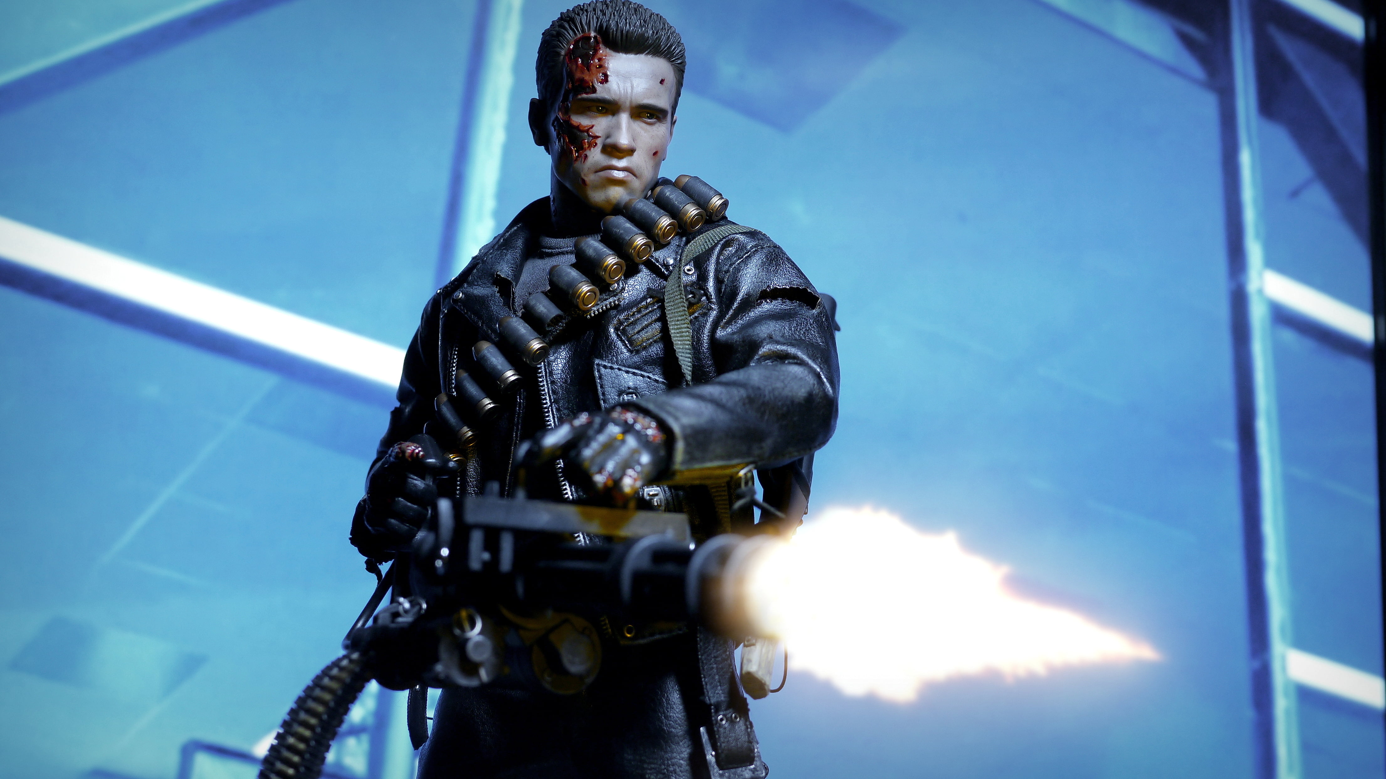 T-800, military uniform, holding, special forces, men, front view, looking away, military, arnold, robot, machine gun, weapon, armed forces, uniform, gun, HD Wallpaper