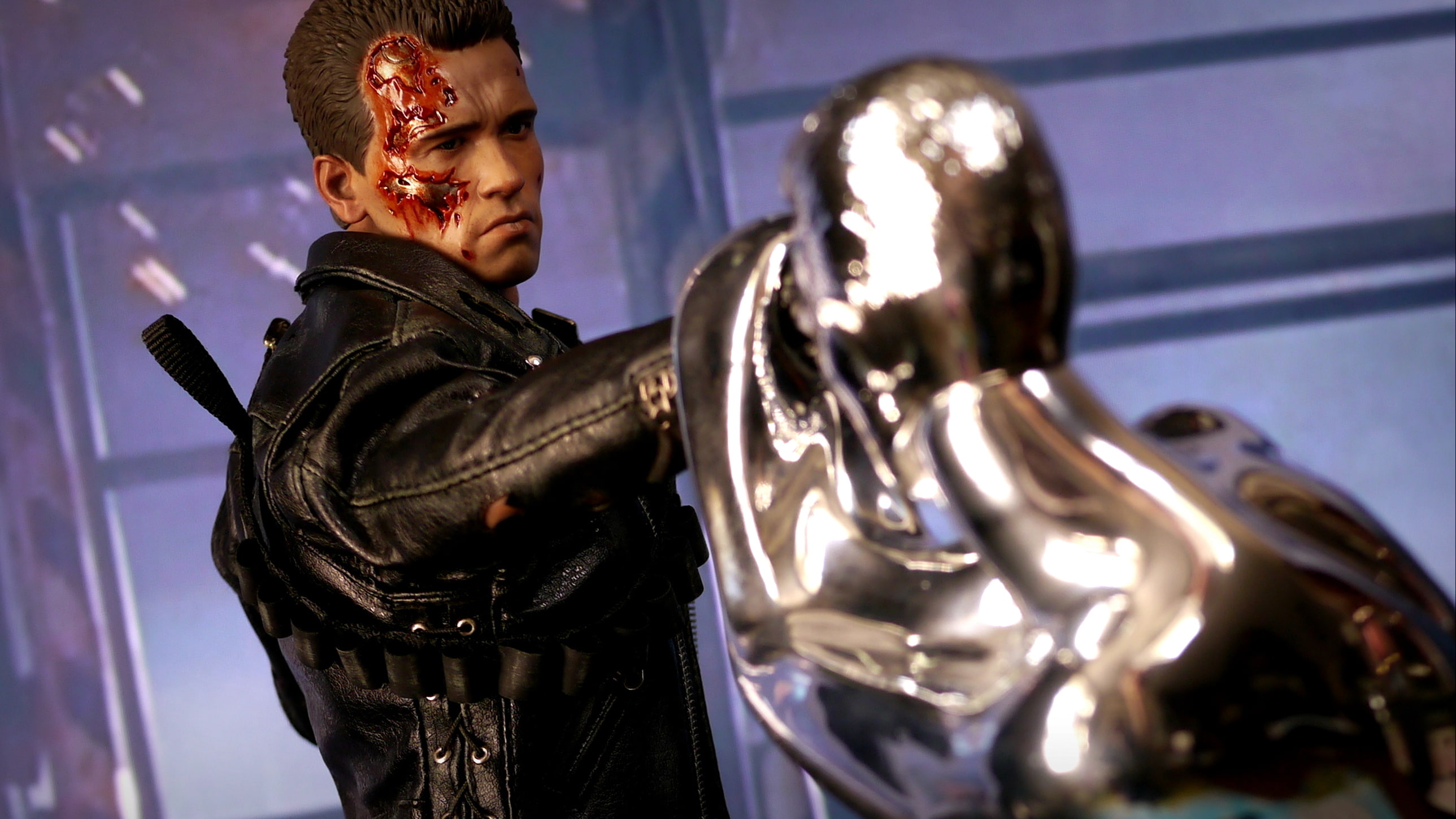 robots, T-1000, 2K, figurine, toy, background, T-800, HD Wallpaper
