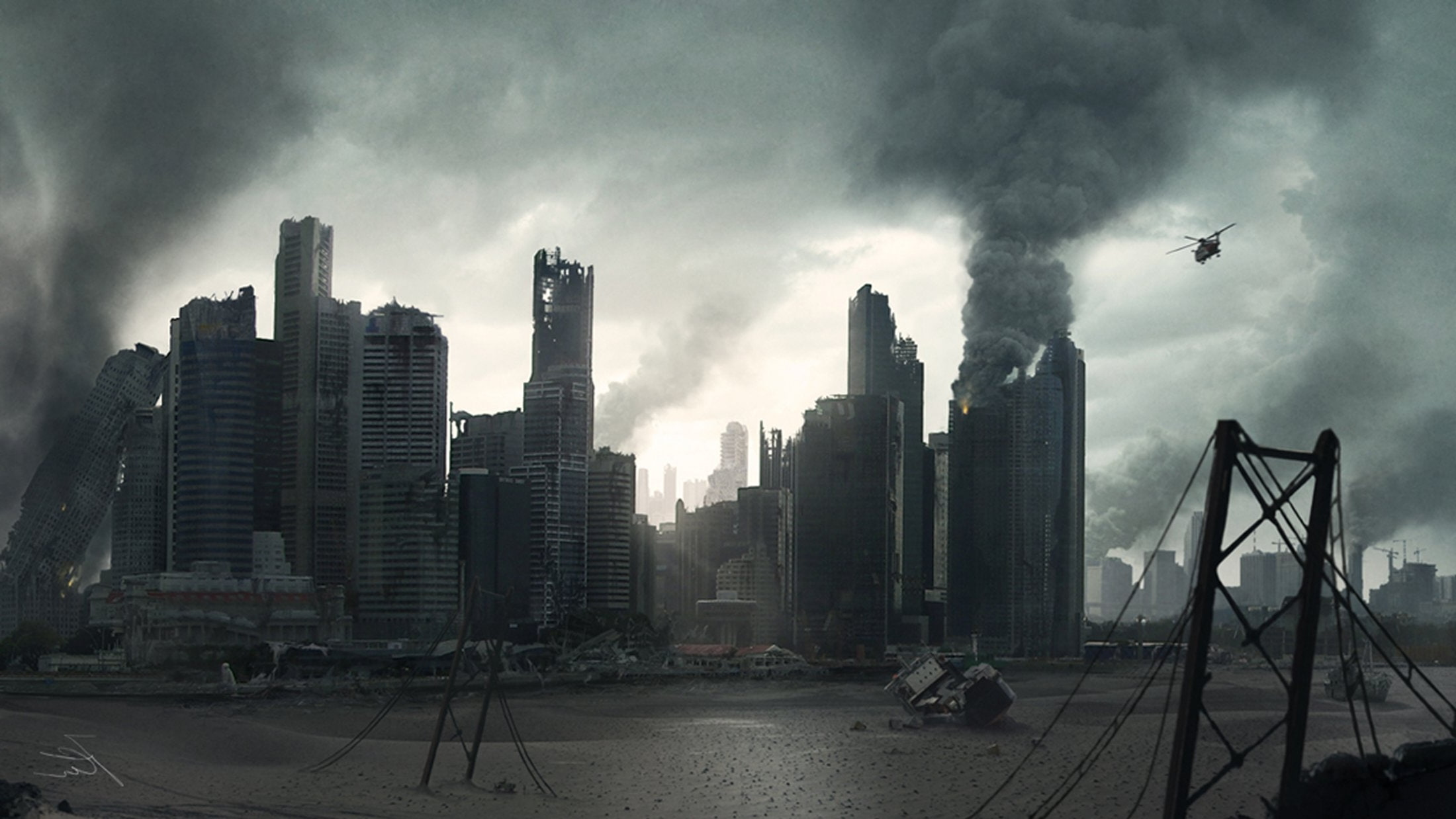 nature, building exterior, building, action, tall - high, cityscape, air pollution, modern, landscape, day, outdoors, los angeles, sci fi, urban skyline, HD Wallpaper