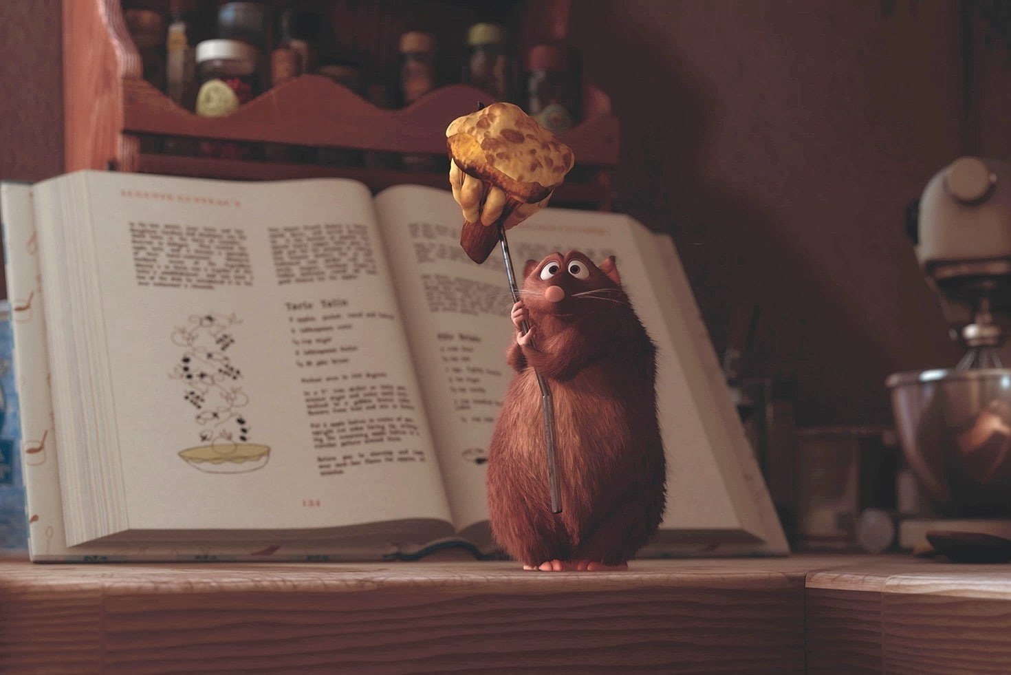 backgrounds, wood - material, cartoon, book, nature, old-fashioned, vertebrate, mouse, old, movie, animal, one animal, Ratatouille, paper, holding, no people, HD Wallpaper