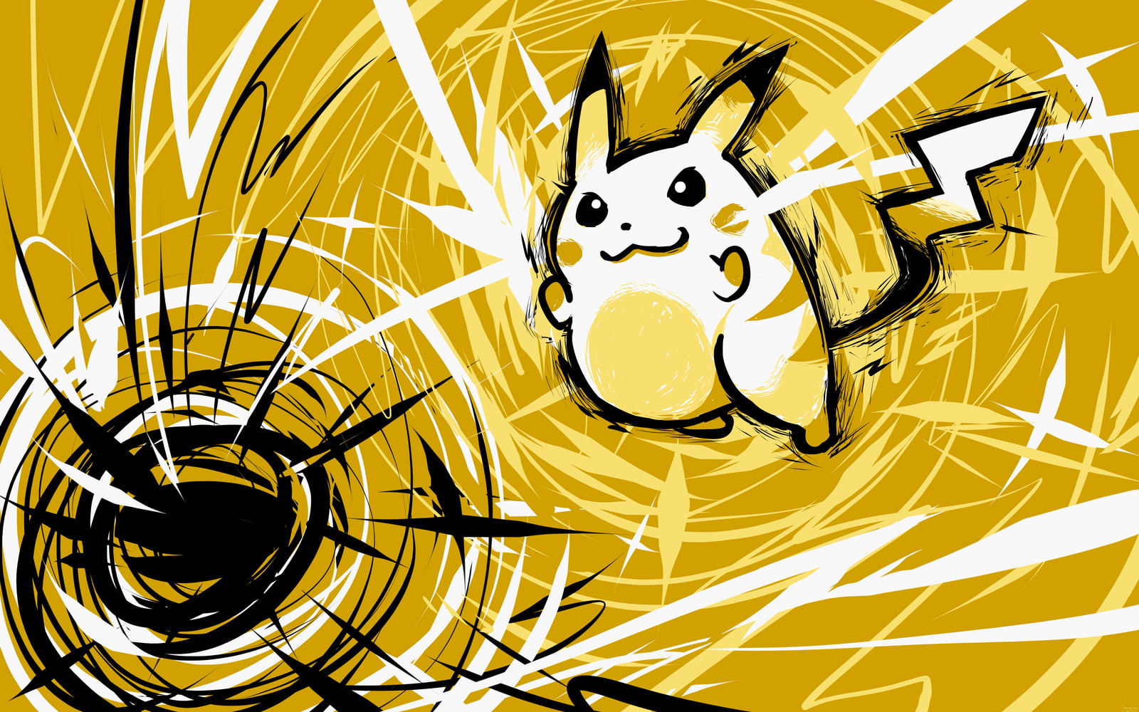 backgrounds, night, celebration, art and craft, ball, spiral, black color, Pikachu, Pokemon Red Version, creativity, yellow, architecture, technology, no people, HD Wallpaper