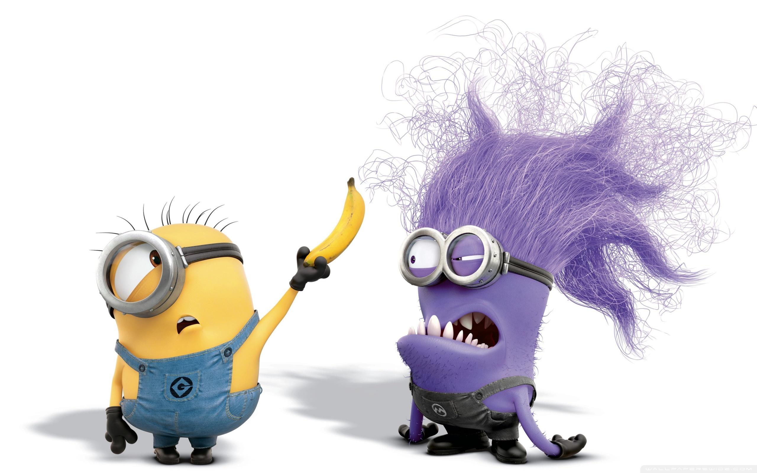 banana, minions, despicable-me, movies, entertainment, evil-minion, beautiful, 2K, funny, HD Wallpaper