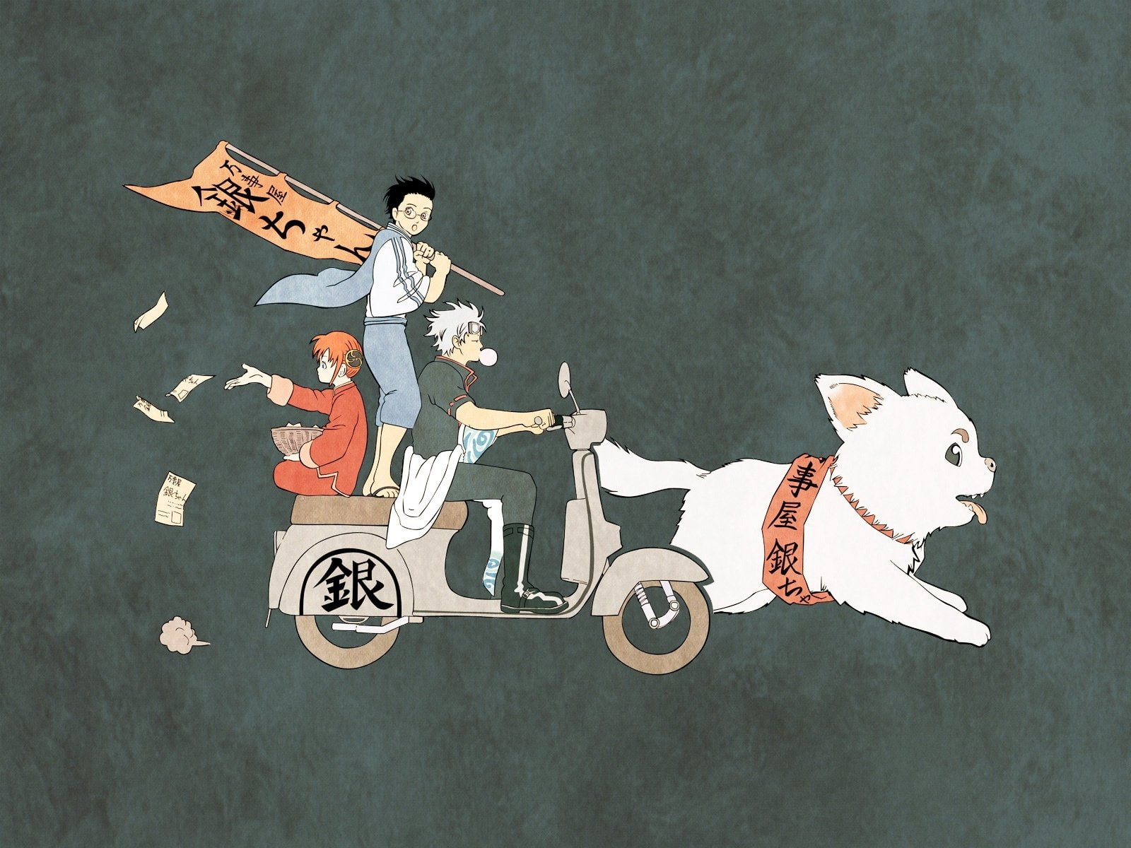 Gintoki Sakata, Shimura Shinpachi, Anime, 720P, Gintama, Kagura (Gintama), HD Wallpaper