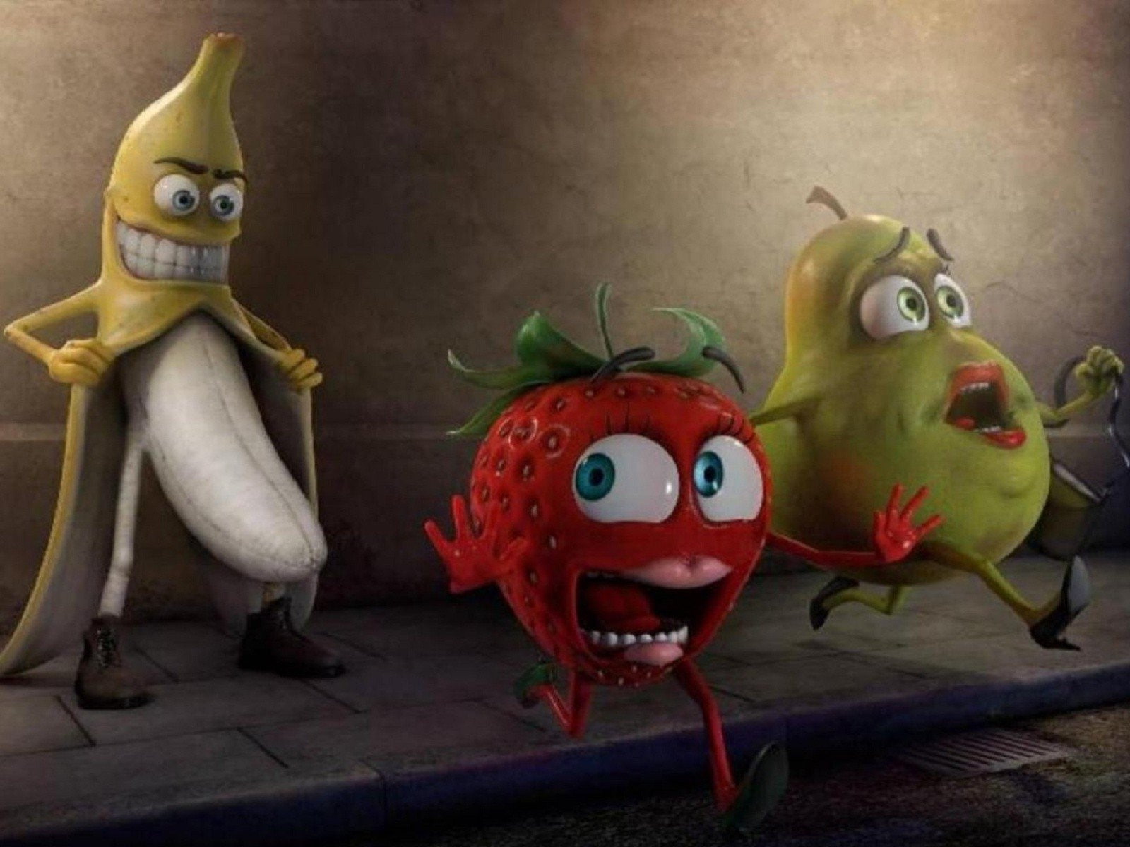 fruits, decoration, Running, panic, representation, art and craft, toy, statue, fun, antique, no people, human representation, berry, funny, male likeness, HD Wallpaper