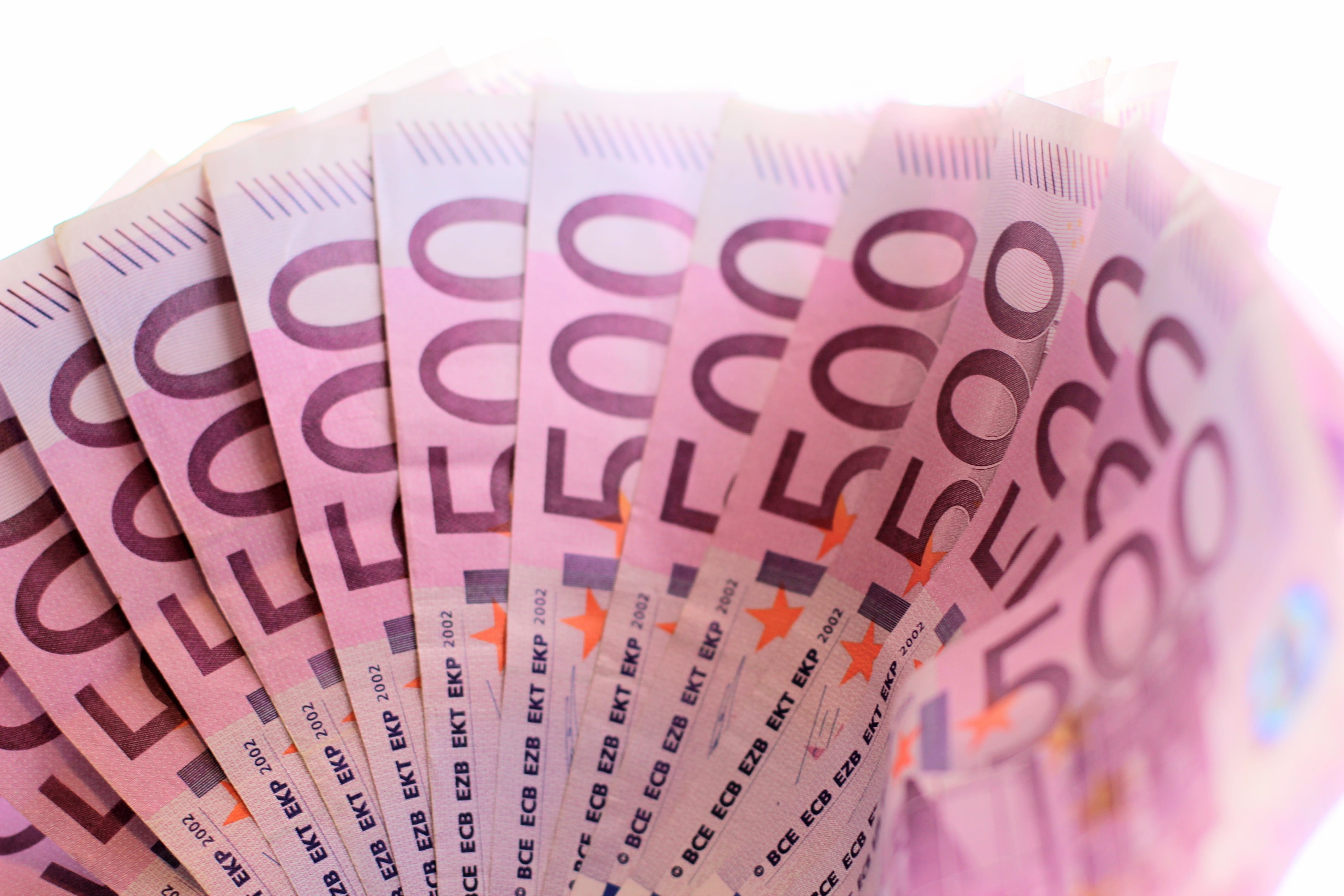 high angle view, wealth, studio shot, gift, isolated, single object, Money, communication, lot, europe, 4K, savings, isolated On White, 500 Euro, pattern, HD Wallpaper