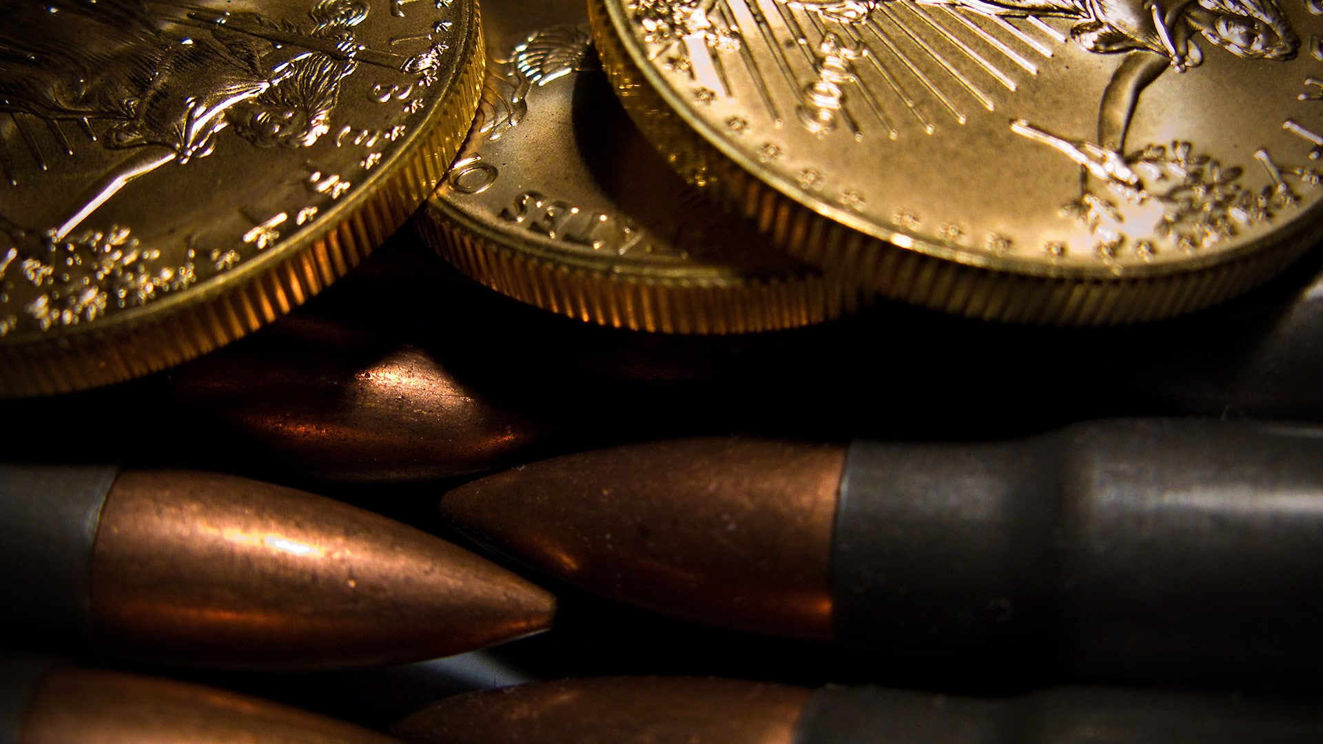1080P, coins, ammunition, bullet, money, metal, USA, gold, HD Wallpaper